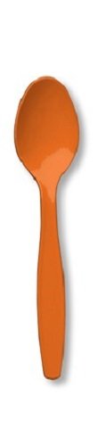 600 Sunkissed Orange Heavy-Duty Plastic Party Spoons - Bulk Club Pack for BBQs, Picnics, Birthdays & Outdoor Events