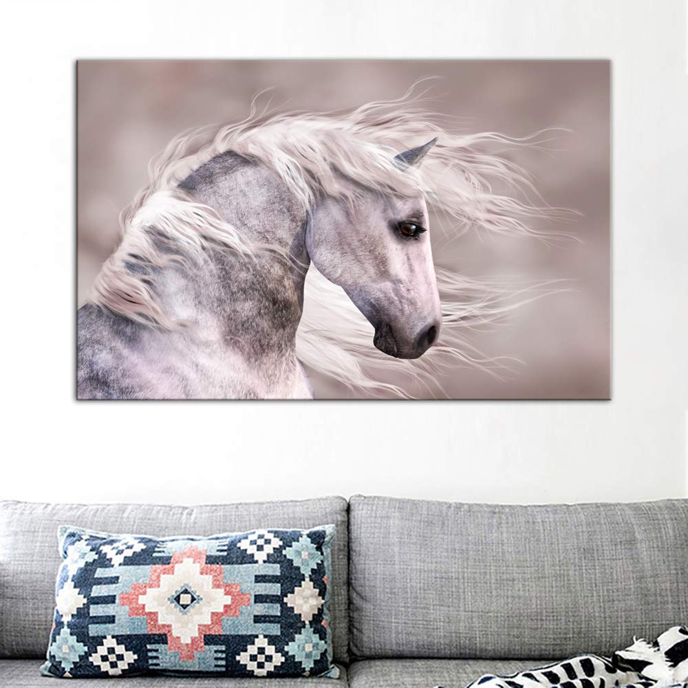 AMEMNY White Horse Head Wildlife Art Print - Modern Animal Painting for Wall Decor | Perfect for Living Room, Bedroom & Office