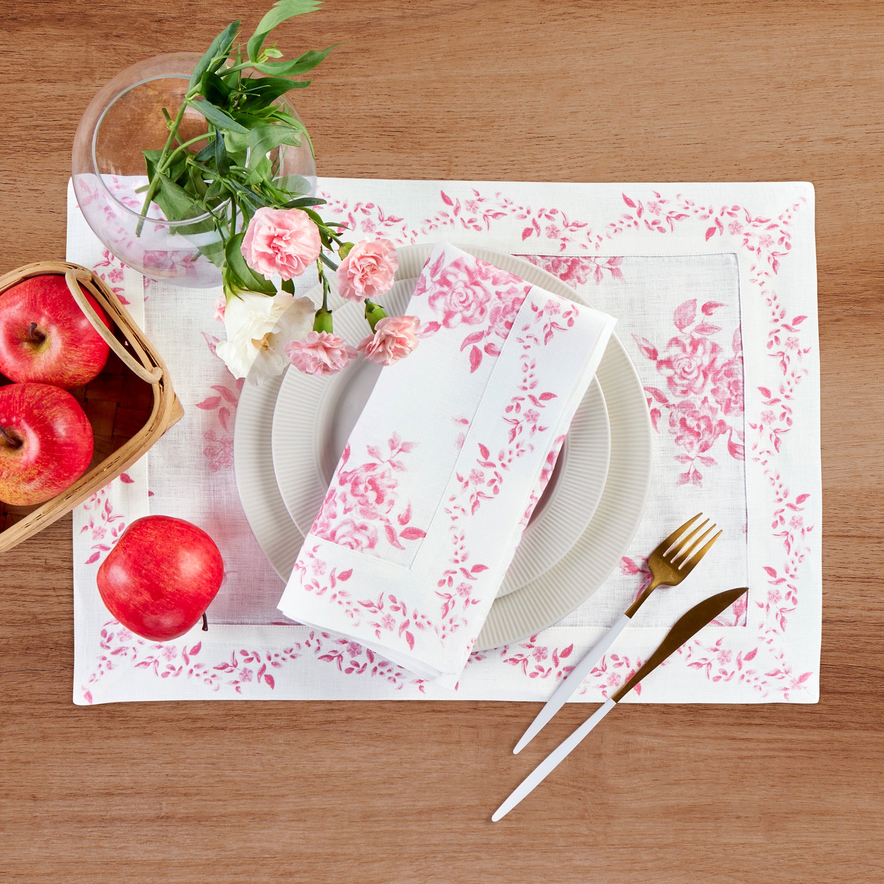 Jolie Fleur Placemats Set of 4 - Elegant Floral Table Mats for Dining, Kitchen Decor & Holiday Entertaining