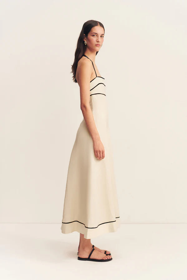 Billie Contrast Panelled Midi Dress for Women | Flattering A-Line Summer Dress | Perfect for Brunch, Weddings & Office Wear