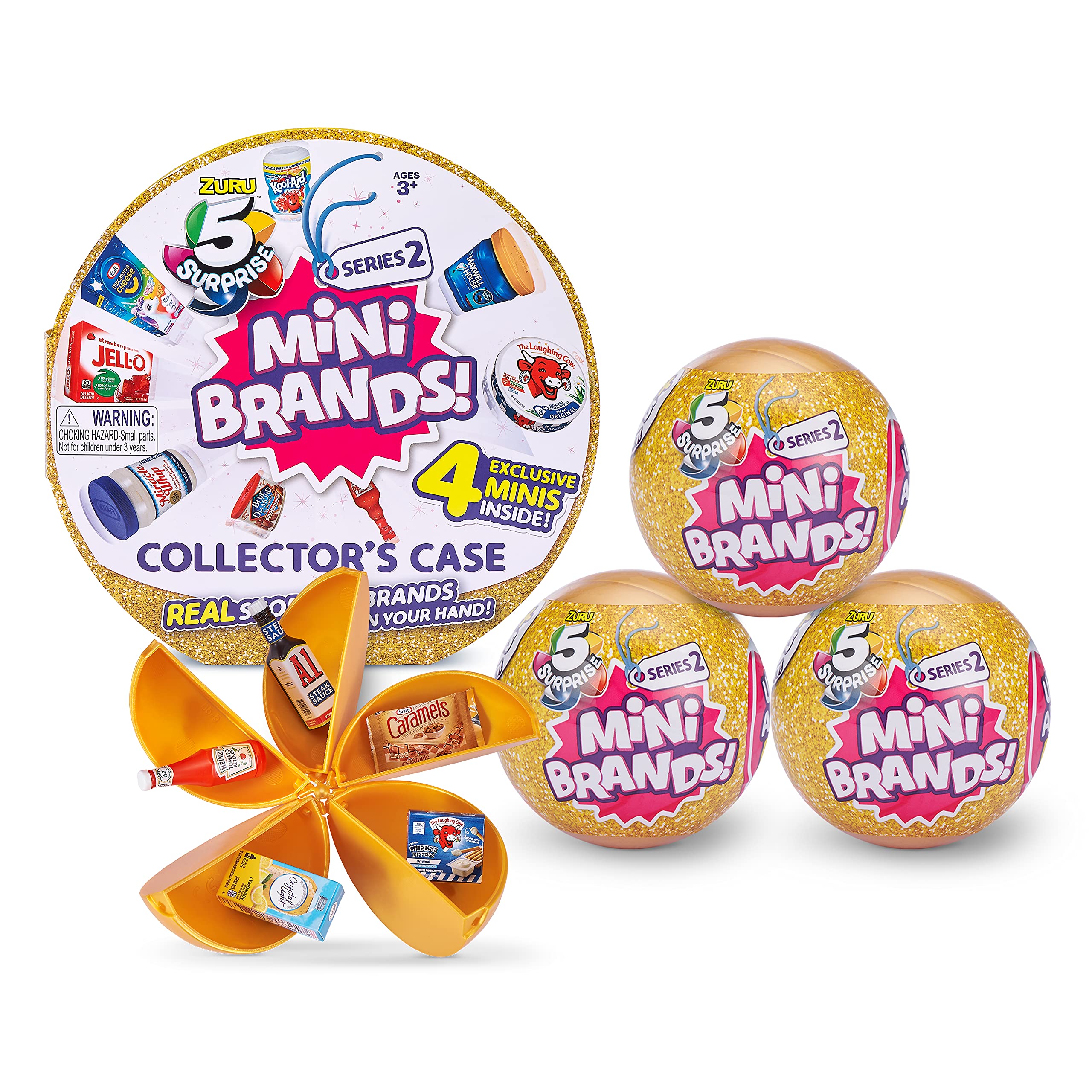 ZURU 5 Surprise Mini Brands Series 2 Collector's Kit - 3 Mystery Capsules + Exclusive Collector's Case with Real Miniature Brands - Amazon Exclusive Toy for Kids Gift & Collectible Display