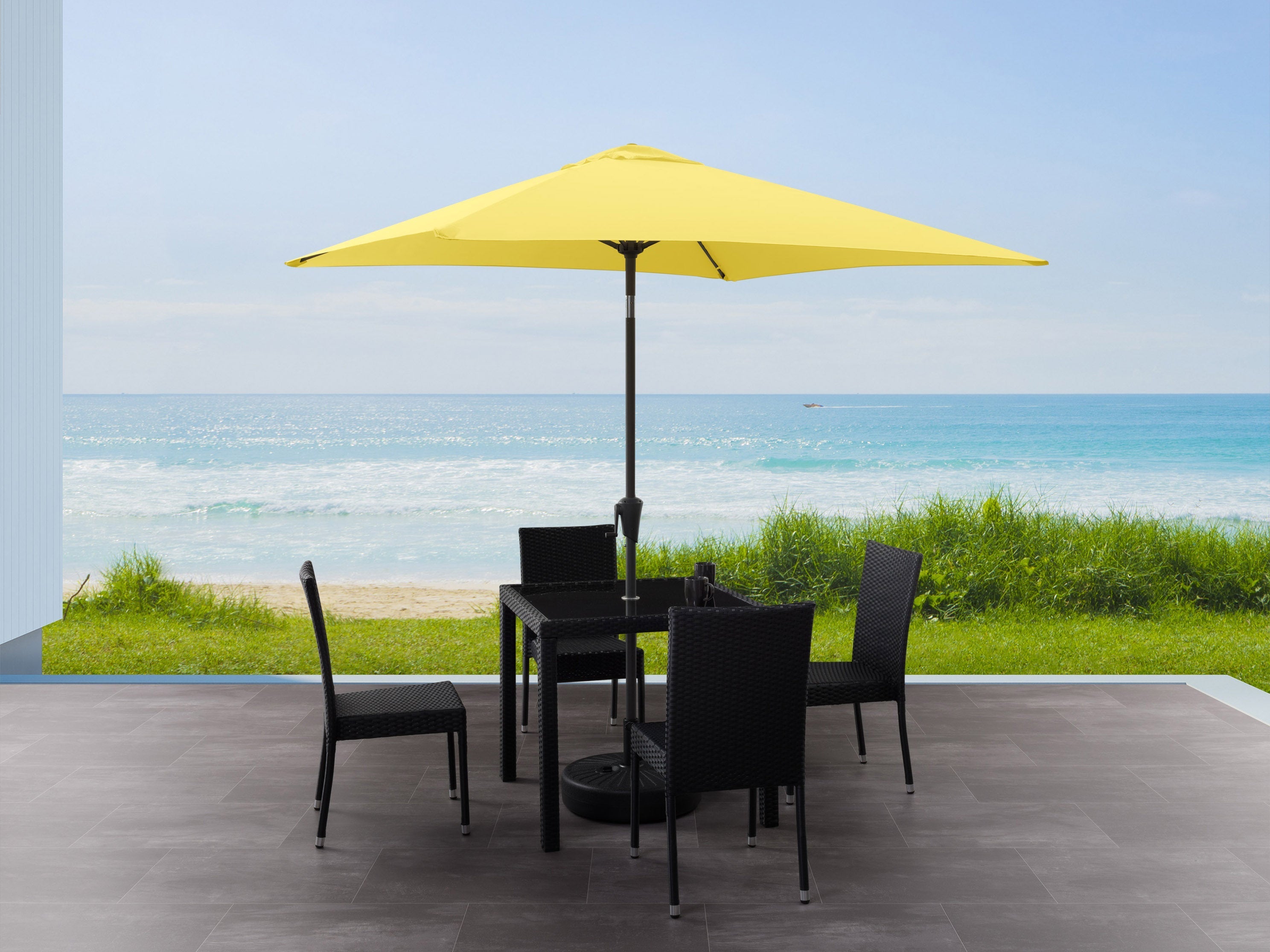 9ft Yellow Square Patio Umbrella - UV Protection Outdoor Sun Shade for Pool, Garden, and Backyard Relaxation