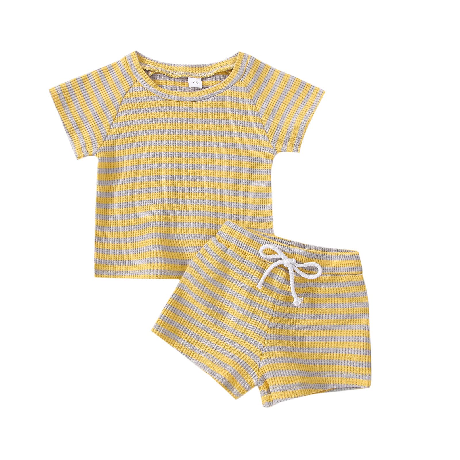 Newborn Baby Clothes Sets for Boys & Girls - Ribbed Knitted T-Shirt & Short Pants Outfits (3-24 Months) | Perfect for Summer Playtime & Family Outings