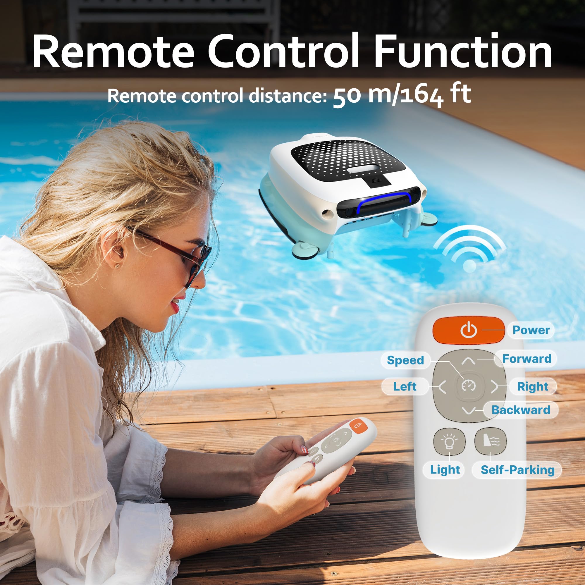 POOLPURE Automatic Pool Skimmer Robot - 10 Hour Runtime, Large Battery Powered (No Solar Panel Needed), Manual Remote Control for Efficient Surface Cleaning | Perfect for Inground & Above Ground Pools, Backyard Maintenance