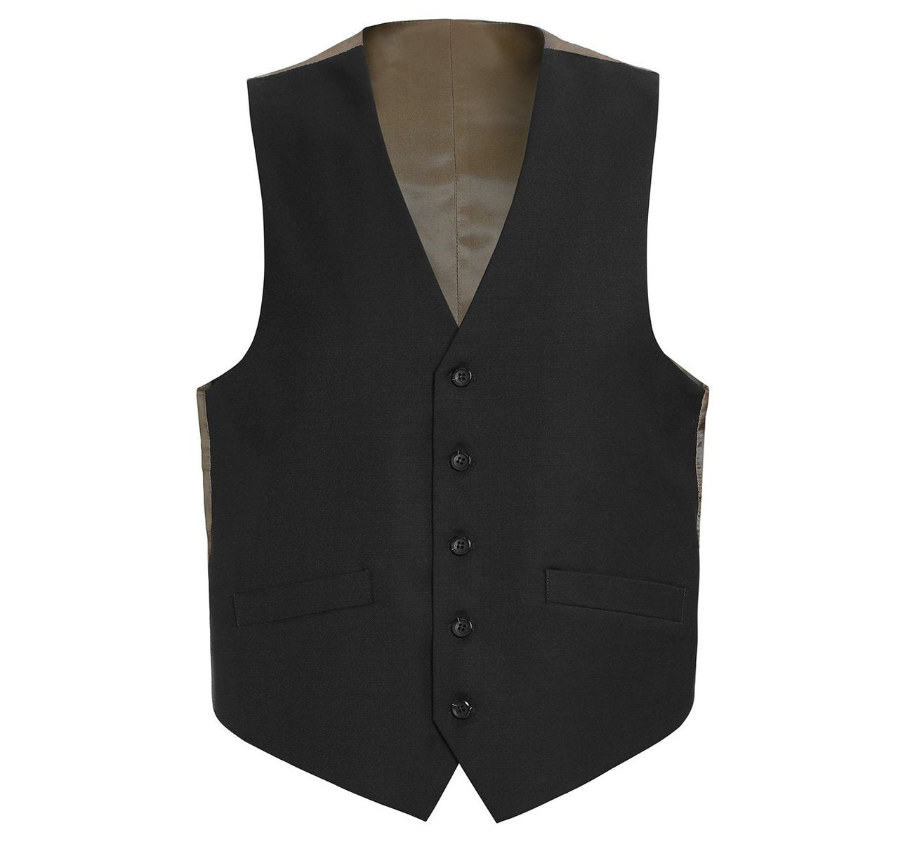 Alessandro Vitello by Renoir Black Wool Suit Vest for Men - Regular Fit Formal Waistcoat | Elegant Dress Vest for Weddings, Business & Special Occasions