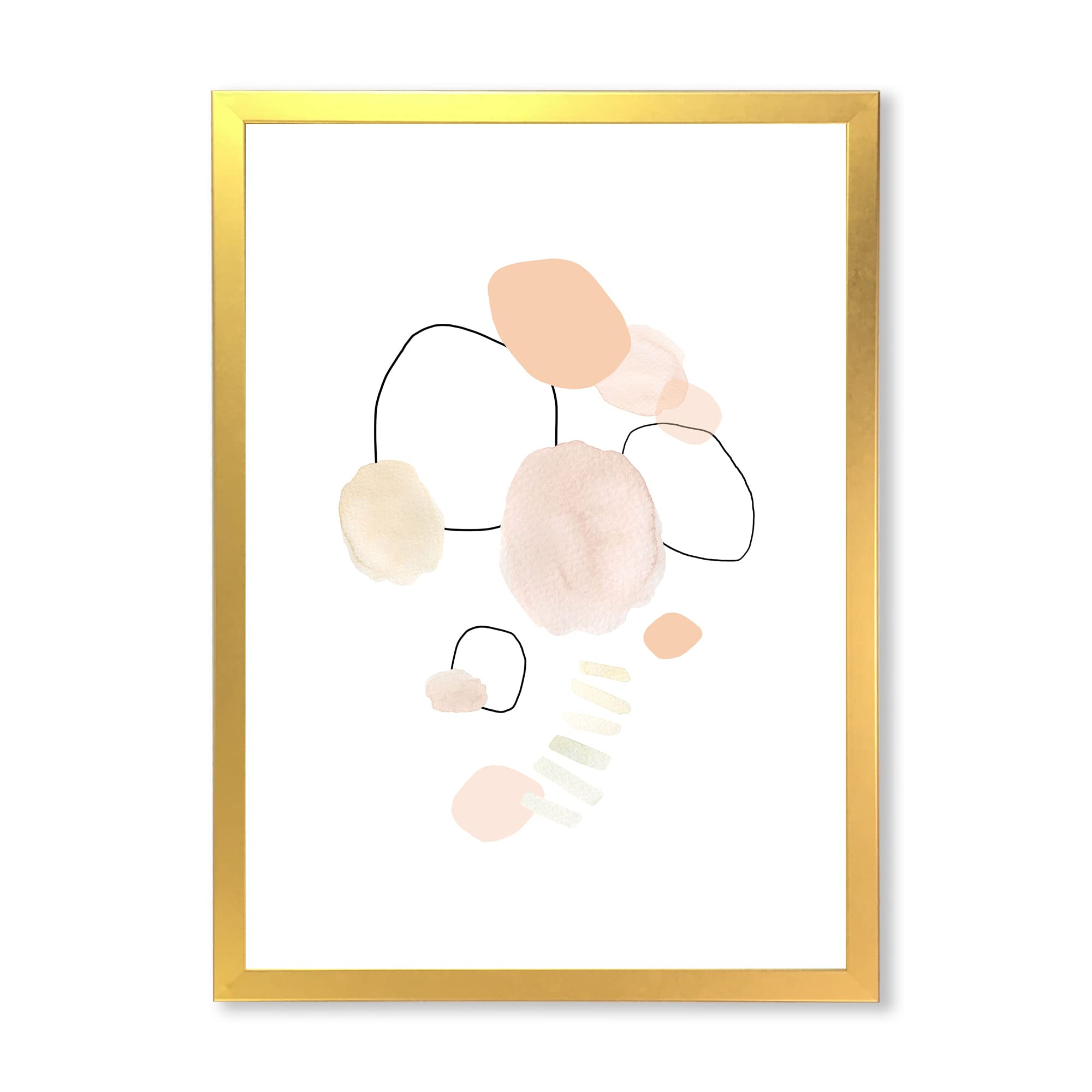 Vintage Watercolor Stains Shabby Chic Framed Wall Art - Handmade Distressed Canvas Painting for Living Room, Bedroom & Office Decor