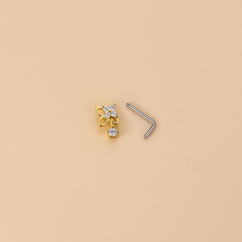 20G Small Dangle Nose Ring Silver Dainty Nose Stud - Elegant Silver Nose Hoop for Women | Perfect for Everyday Wear, Parties & Special Occasions | HSPJ828