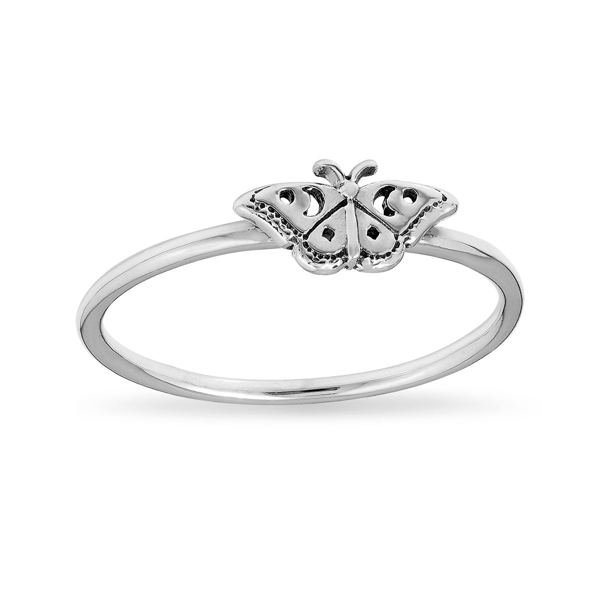 Celestial Moth Ring - Sterling Silver Moon Moth Jewelry for Women, Boho Nature Inspired Ring for Everyday Wear & Special Occasions