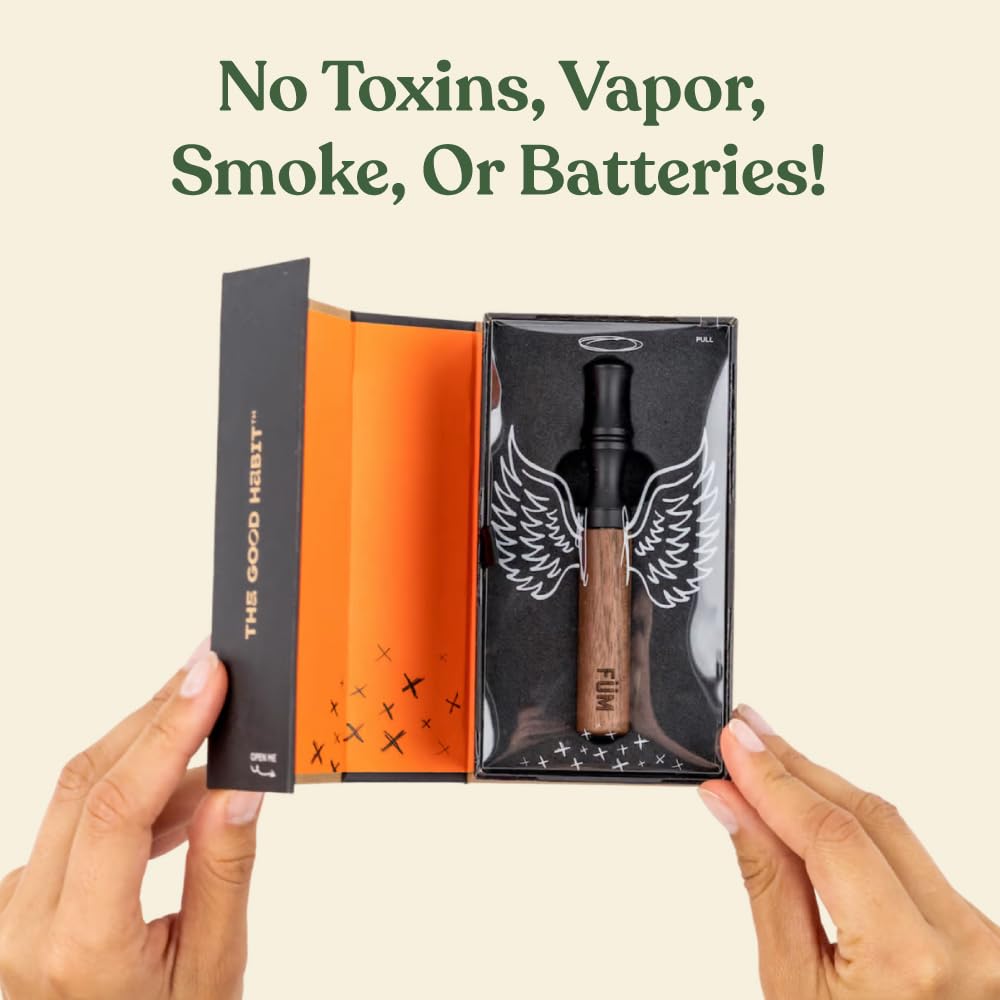 Premium Solano Flavored Air Device - Natural Smoking Alternative with Walnut Barrel & Onyx Black Mouthpiece | Quit Bad Habits | Perfect for Home, Travel & Social Relaxation