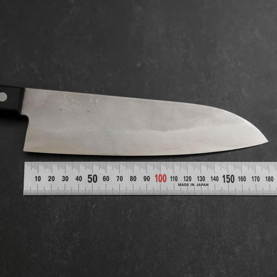 Premium Santoku Knife 180mm - Japanese Silver Steel Blade with Nashiji Finish & Ergonomic Western Black Handle - Ideal for Slicing, Dicing, and Chopping Vegetables, Meat, and Fish