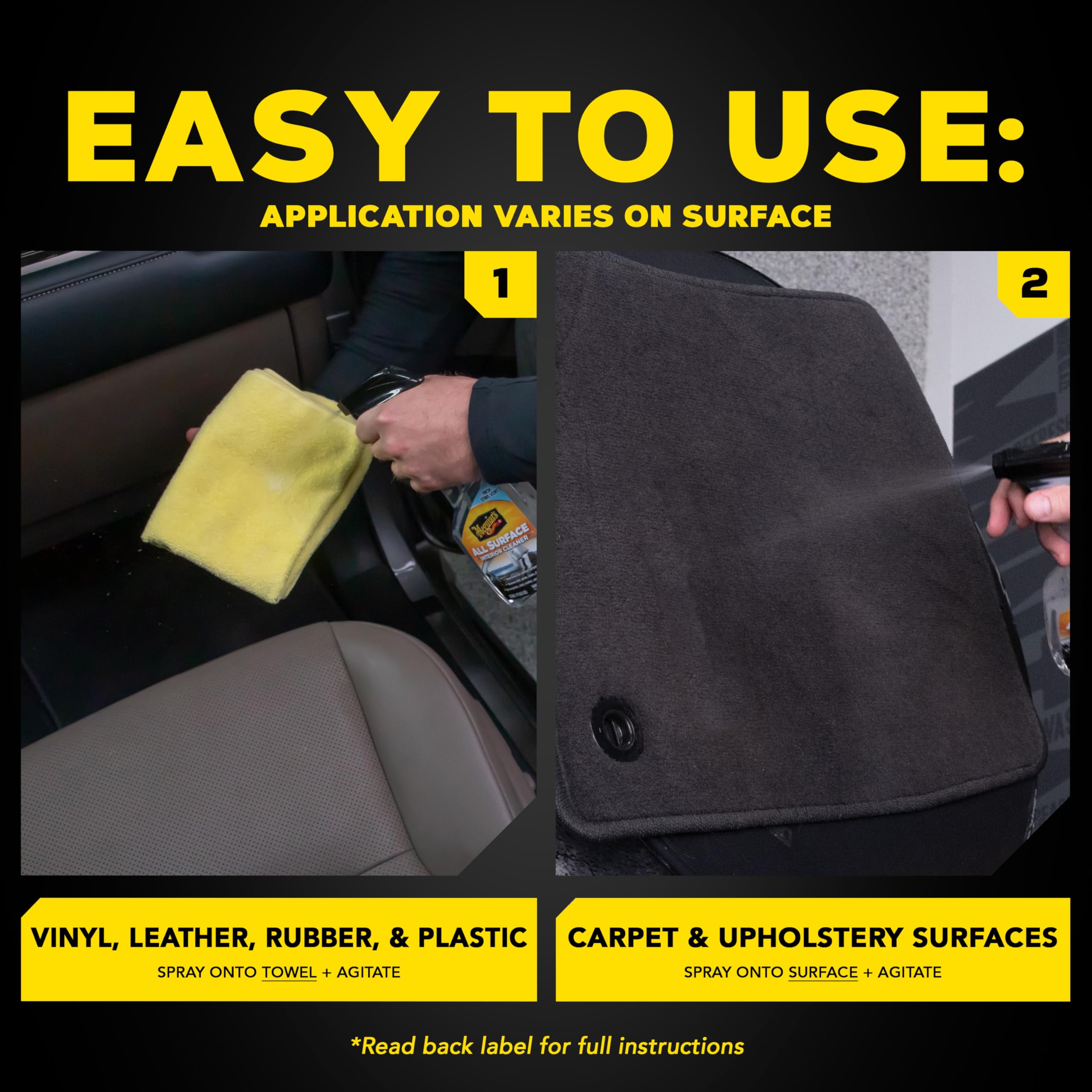 Meguiar's All Surface Interior Cleaner - 16oz | Premium Multi-Purpose Auto Interior Cleaner for Cars, Trucks & SUVs | Safe & Effective Cleaning for Leather, Vinyl, Plastic & Dashboards | Leaves Fresh Scent | Ideal for Car Detailing, Routine Maintenance & Deep Cleaning