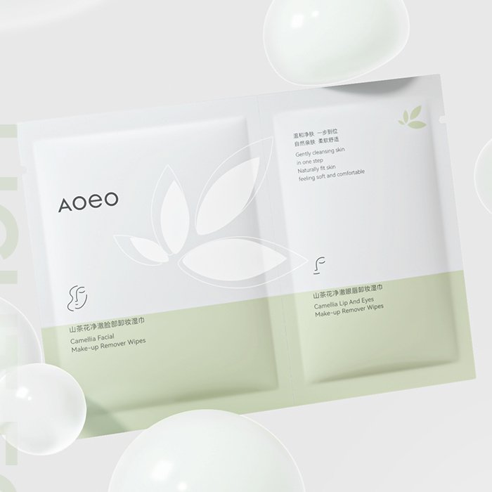AOEO Camellia Facial Makeup Remover Wipes - 20 Count | Gentle Cleansing for All Skin Types | Perfect for Travel, Gym & Nighttime Routine