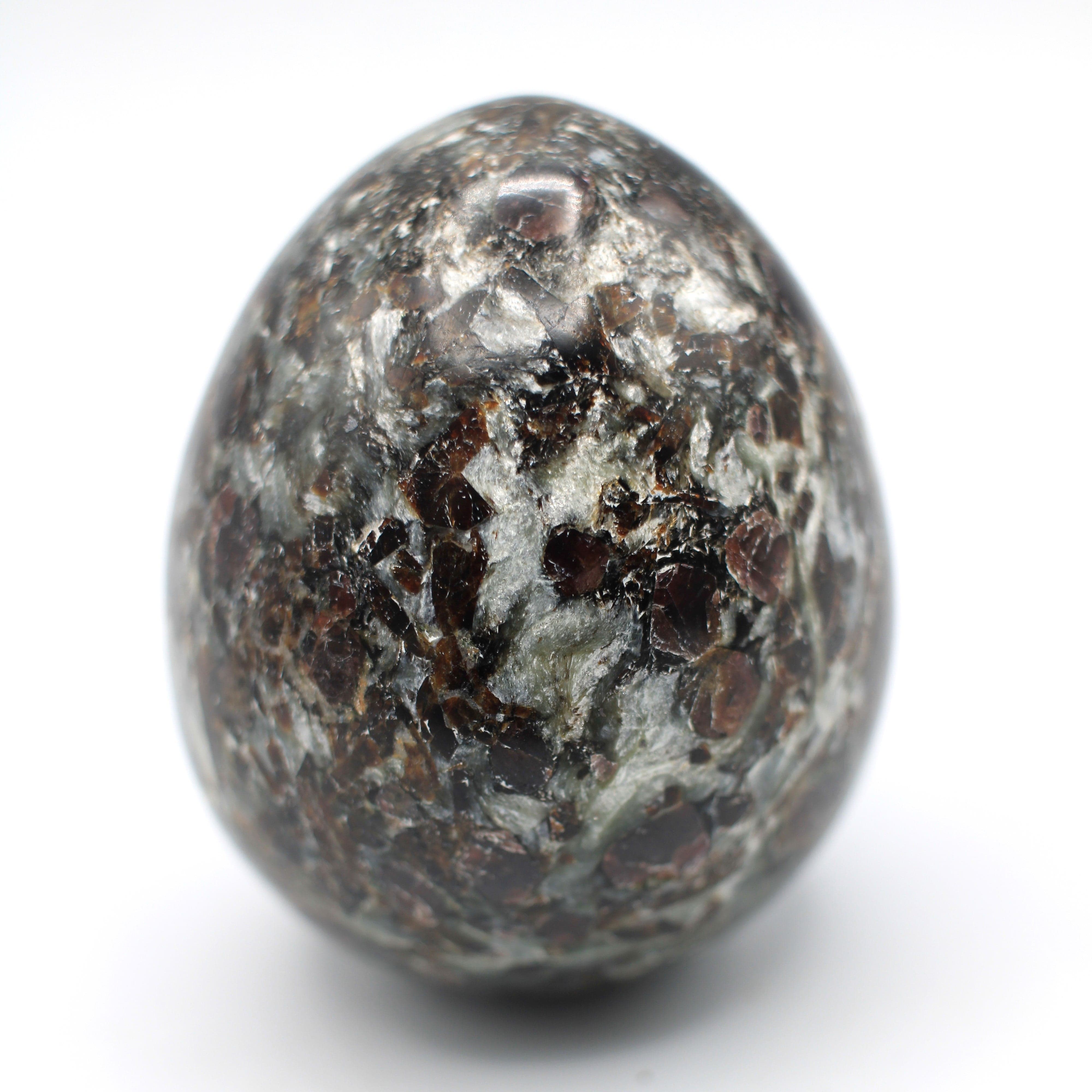 Natural Canadian Staurolite Garnet Mica Schist Egg - Healing Crystal for Meditation, Reiki & Spiritual Growth - Perfect for Home Decor & Gift Giving