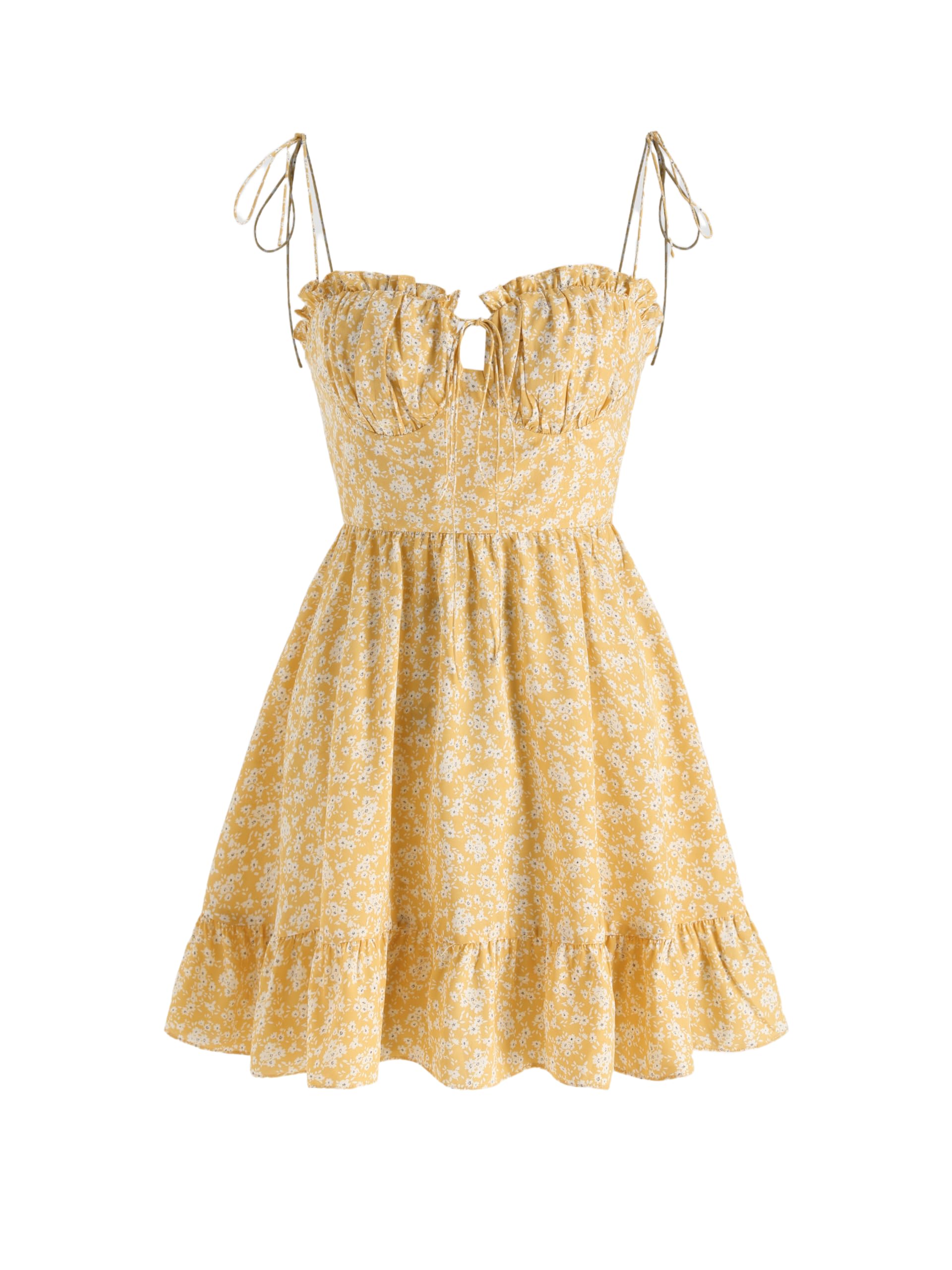 CIDER Women's Summer Dresses - Floral Spaghetti Strap Sundress, Cute Boho Casual Outfit for Vacation & Beach | Lightweight Breathable Dress for Outdoor, Party & Date Night