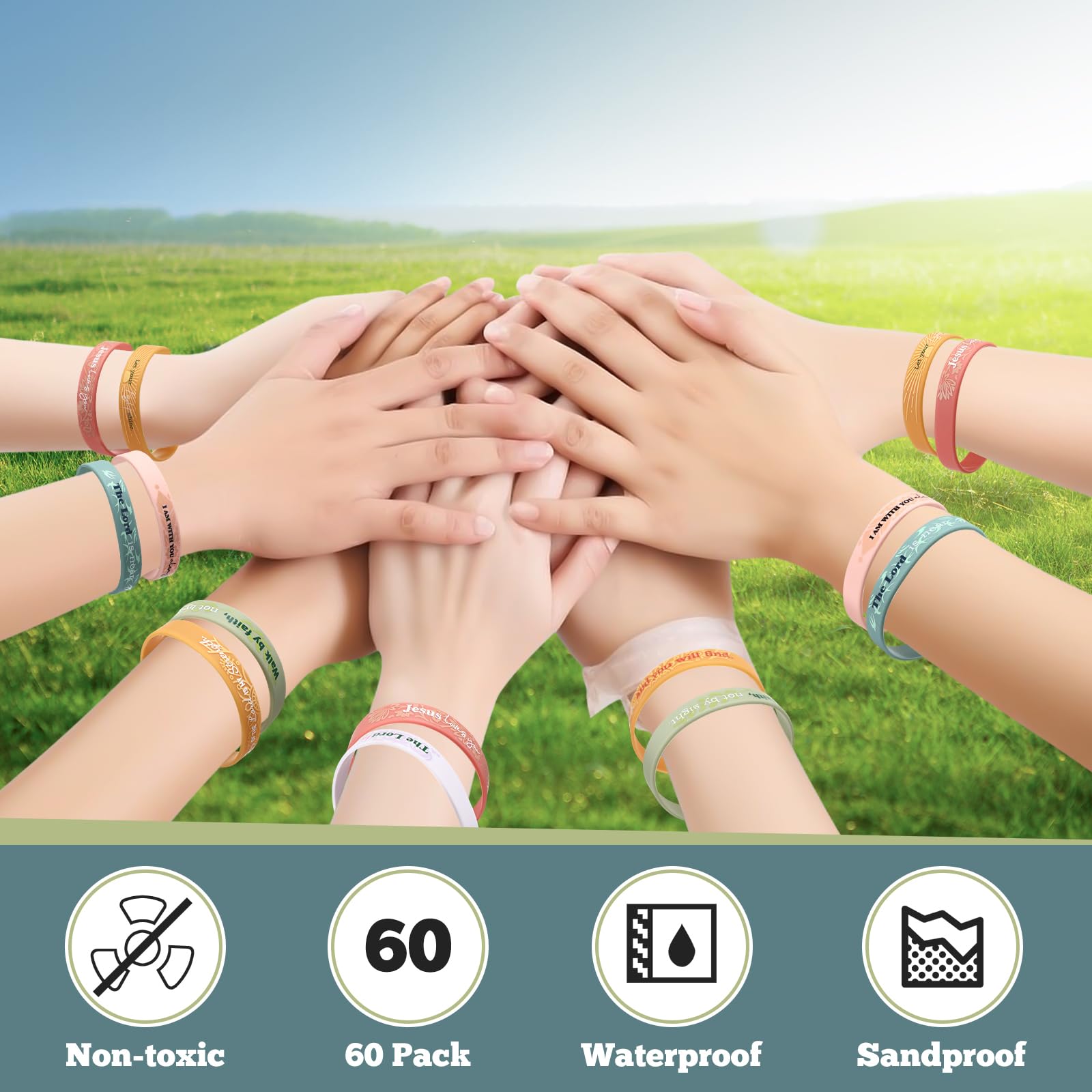 60pcs Christian Silicone Bracelets with Bible Verses - Inspirational Gifts for Men, Women & Kids - Perfect for Church & Daily Wear