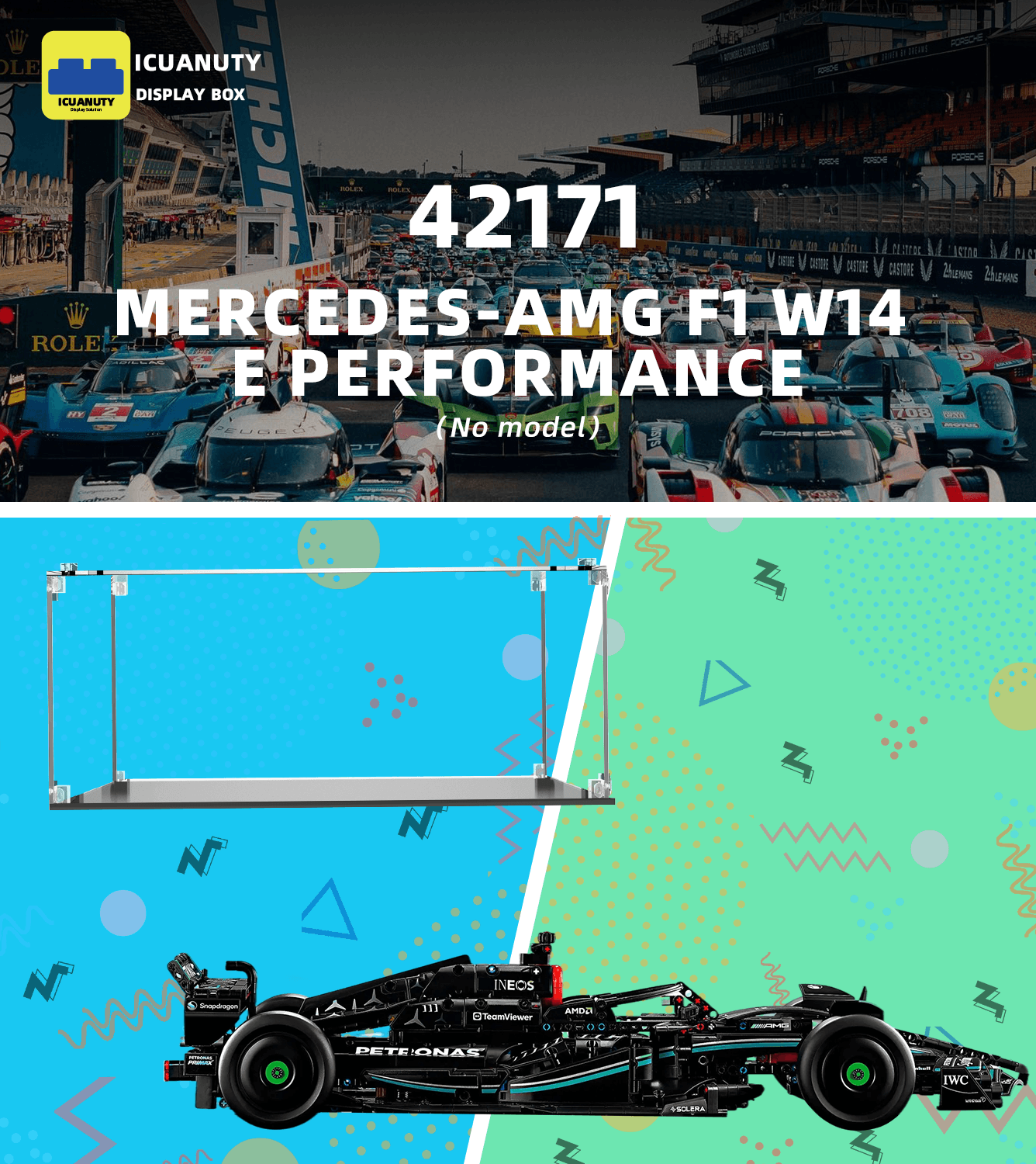 LEGO Technic Mercedes AMG F1 W14 E Performance 42171 Display Case - Clear Acrylic Showcase for Collectible Car Model - Perfect for Home Decor, Office Display & Gift for LEGO Enthusiasts