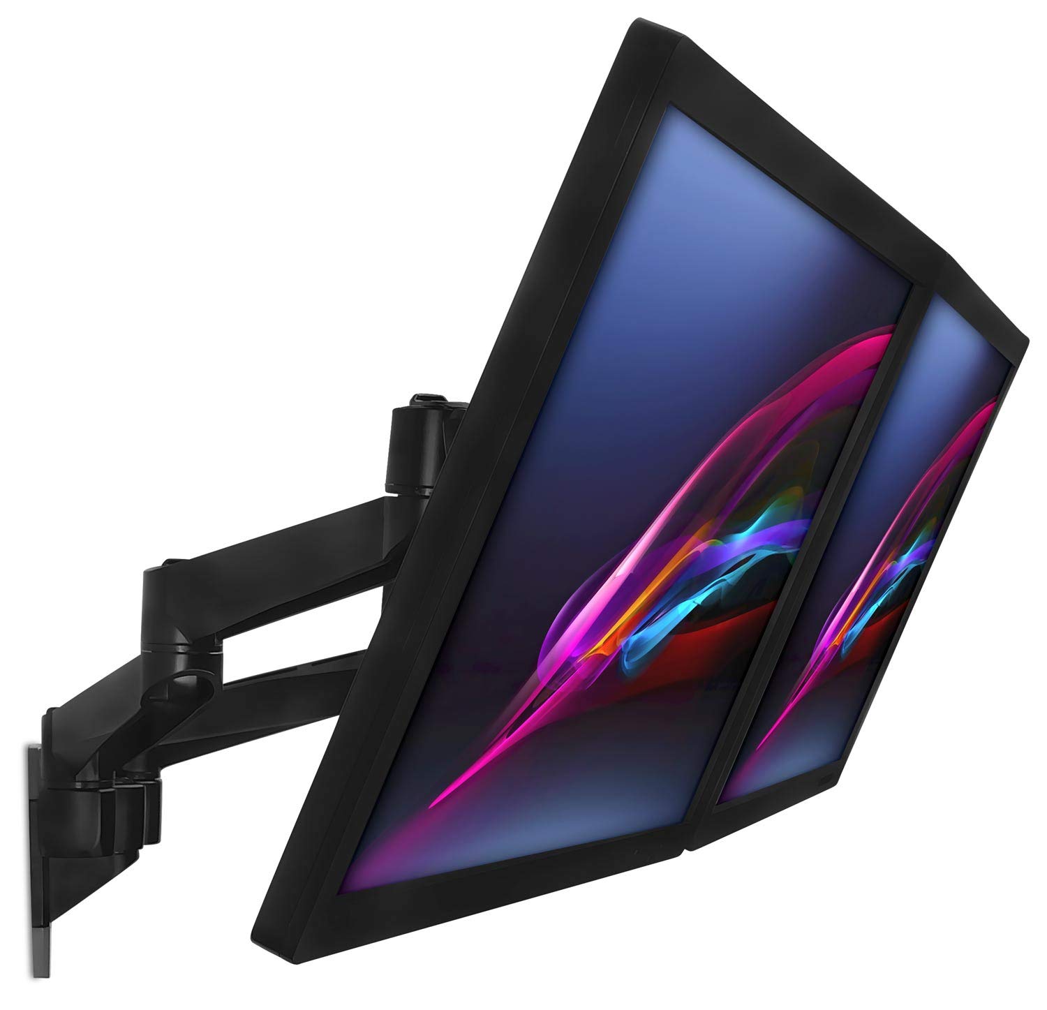 Mount-It! Premium Dual Monitor Wall Mount Arms - Adjustable Tilt & Swivel VESA Mount for 13-27 Inch Screens (75x75/100x100mm) - Heavy Duty Black Monitor Stand for Home Office & Gaming Setup