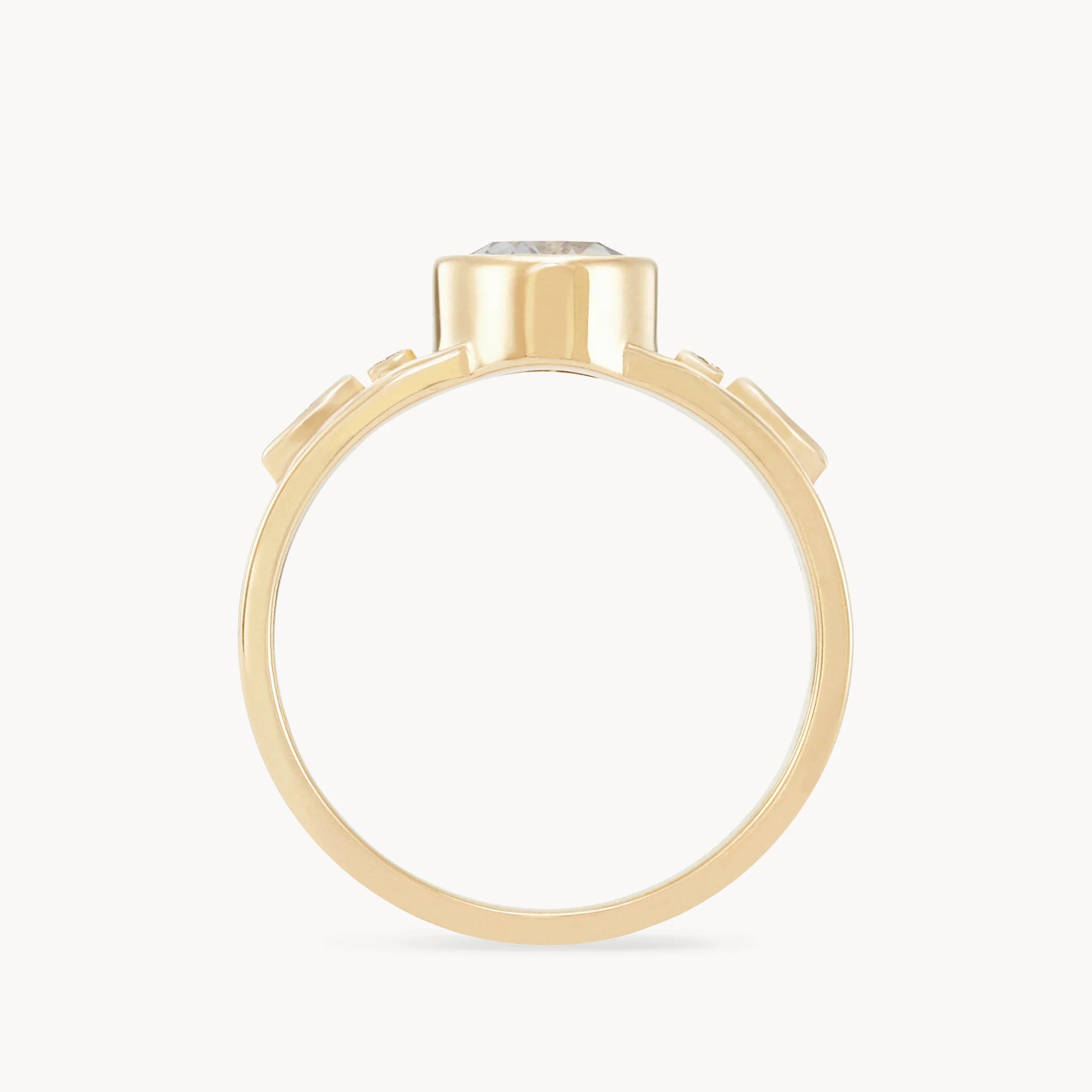 14K Yellow Gold Round Sapphire Forestlight Kiss One-of-a-Kind Ring – Elegant Jewelry for Weddings, Anniversaries & Special Occasions