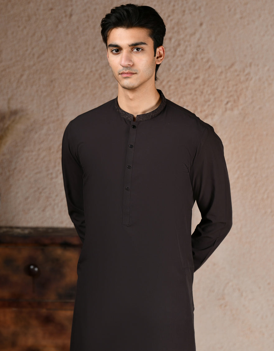Stylish Blended Brown Kurta Trouser by J. Junaid Jamshed - Premium Cotton Mix Ethnic Wear for Men - Perfect for Eid, Weddings & Formal Occasions