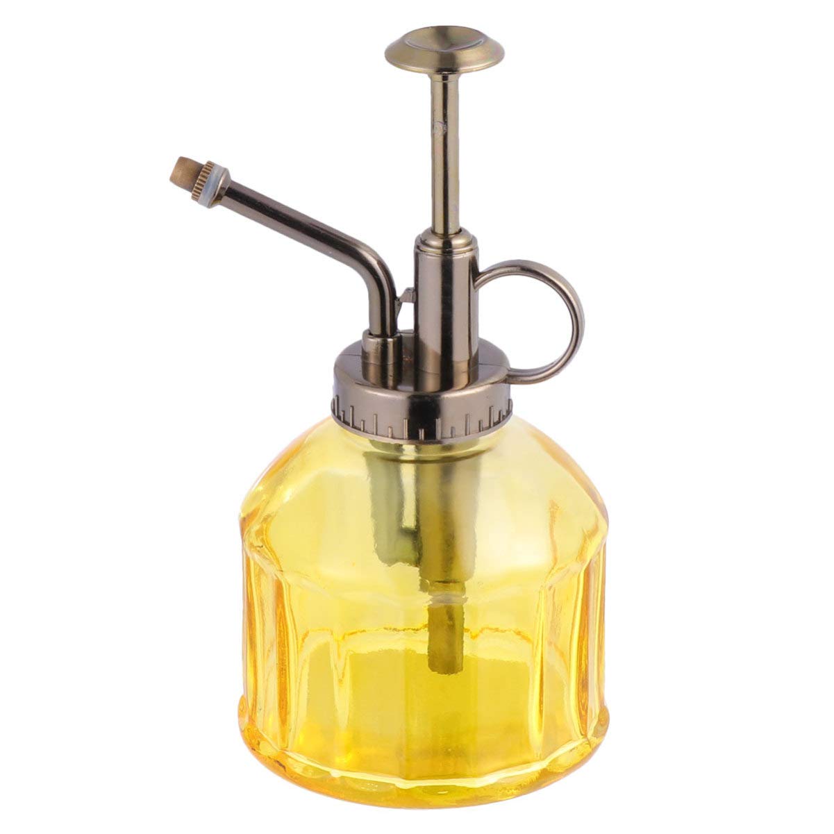 Vintage Glass Terrarium Spray Bottle - Plant Mister for Indoor & Outdoor Plants, Home Garden Decor, Floral Watering Can with Fine Mist Pump (Yellow) - Perfect for Succulents, Orchids, and Home Greenhouse Care