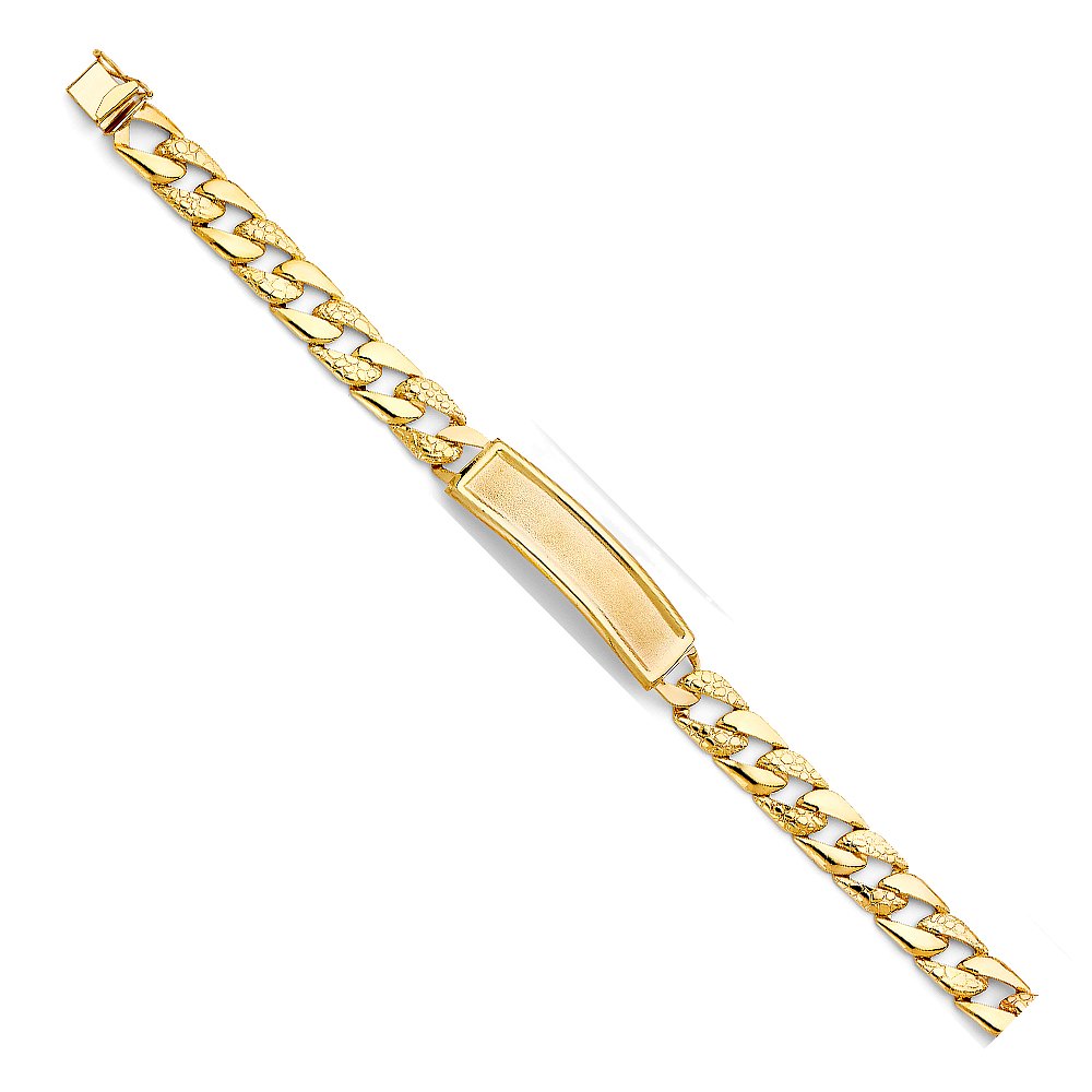 14K Yellow Gold Cuban Link ID Bracelet - 8