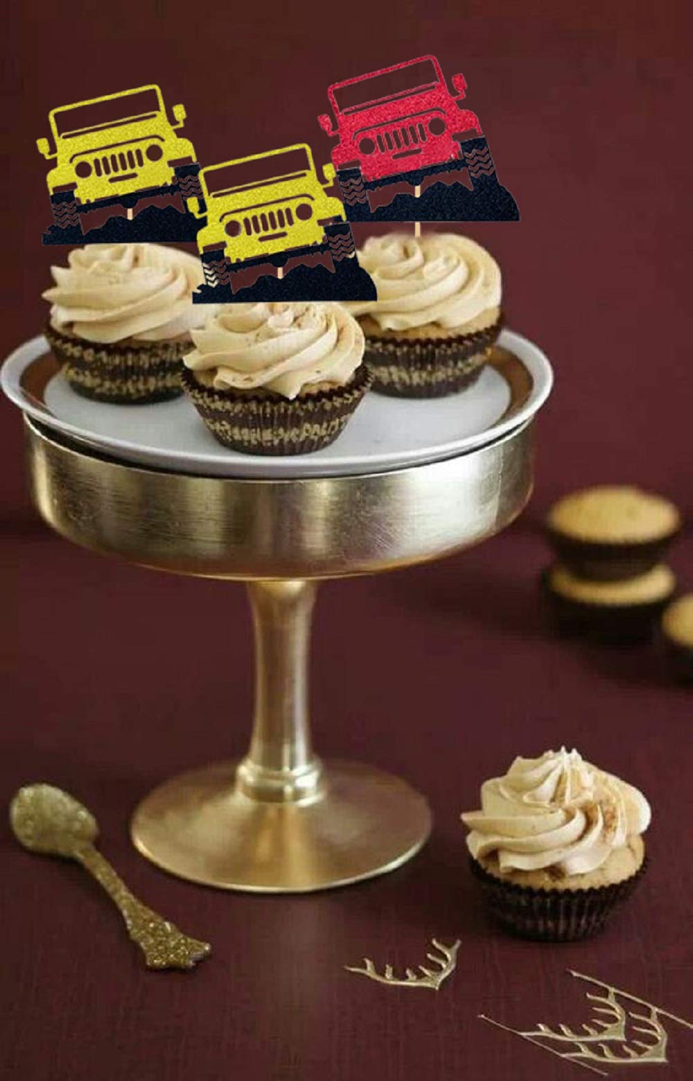 JeVenis 24 PCS Car Cake Toppers - Vehicle Themed Cupcake Decorations for Birthday Parties, Baby Showers & Gender Reveals - Perfect for Boys, Men & Car Enthusiasts