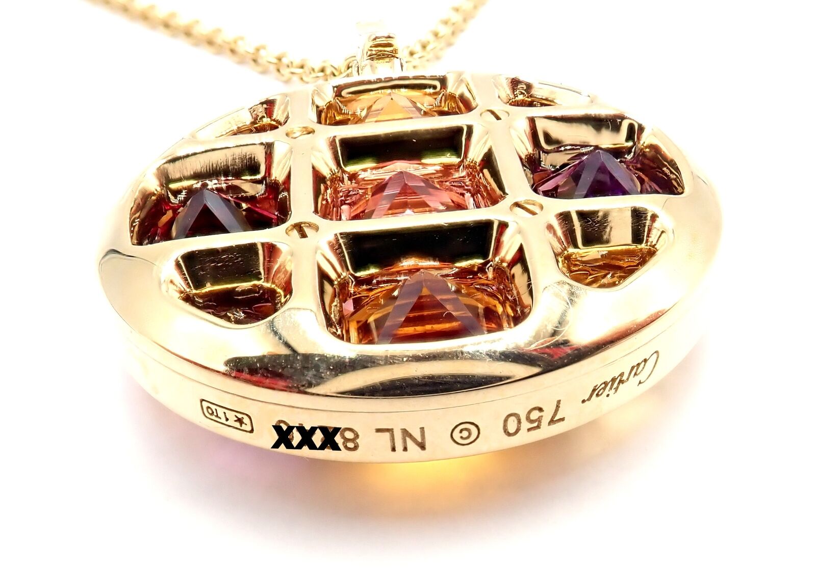 Authentic Cartier Pasha 18k Yellow Gold Necklace with Amethyst, Citrine, Garnet & Tourmaline - Certified Luxury Jewelry for Women, Perfect for Gifts, Anniversaries & Special Occasions