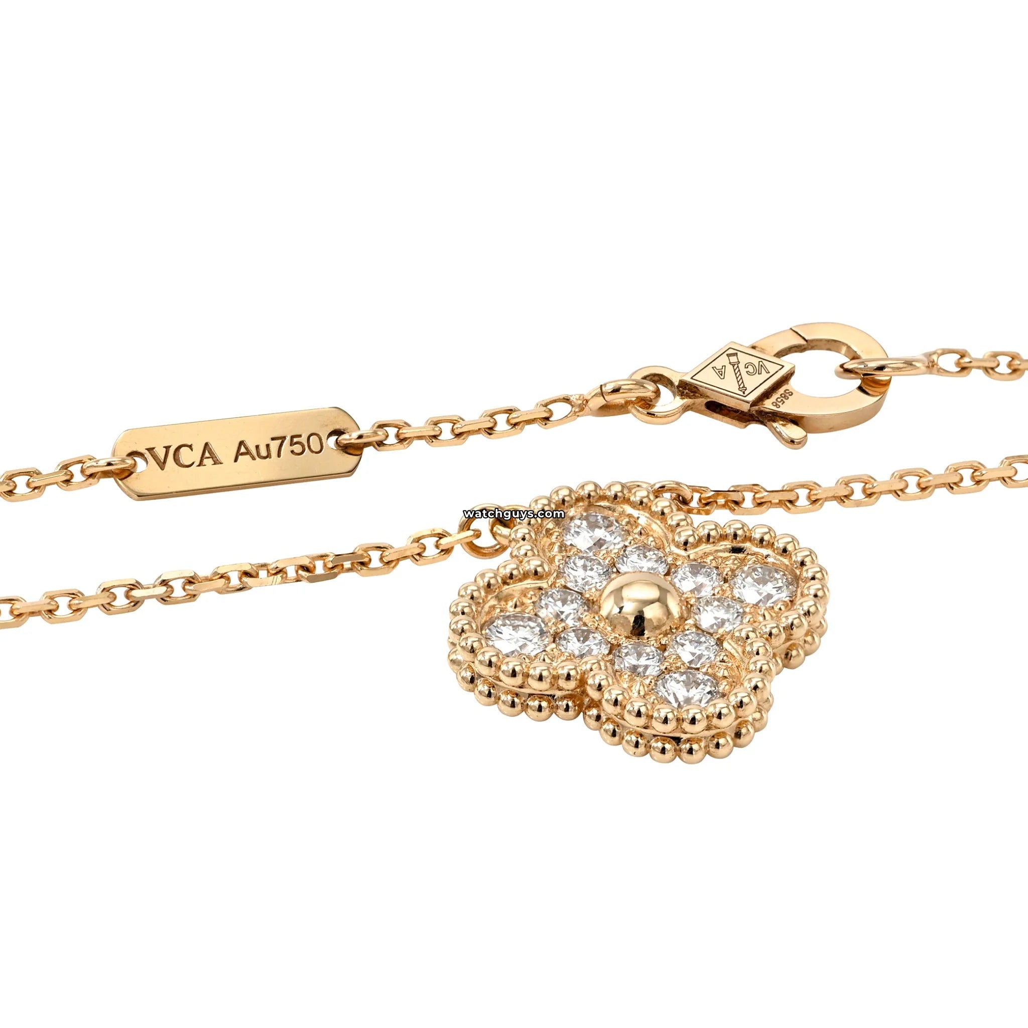Van Cleef & Arpels Vintage Alhambra Diamond Pendant Necklace - 18K Gold Luxury Jewelry for Women, Perfect for Weddings & Special Occasions