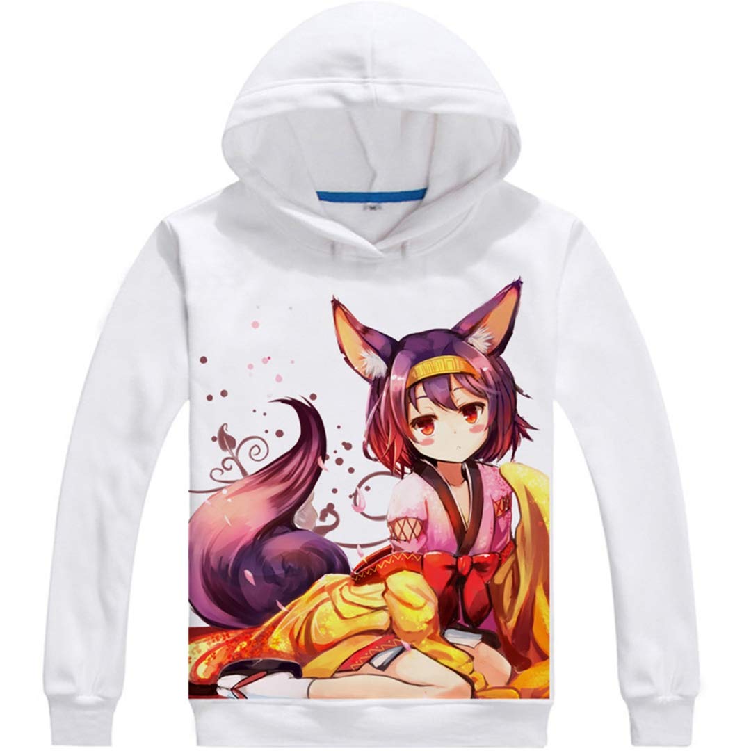 No Game No Life Anime Cosplay Jacket - Shiro & Sora Fleece Hoodie Sweatshirt for Halloween, Comic Con & Cosplay Events