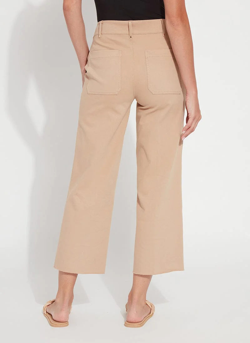 Athena Wide Leg Crop Pants - Desert Tan | High Waisted Casual Trousers for Women | Perfect for Work, Travel & Everyday Wear