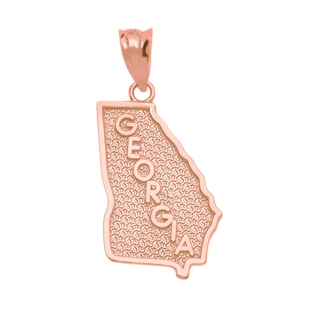 10k Rose Gold Georgia State Map Pendant Necklace - Perfect for Travel Lovers & Home State Pride Gifts
