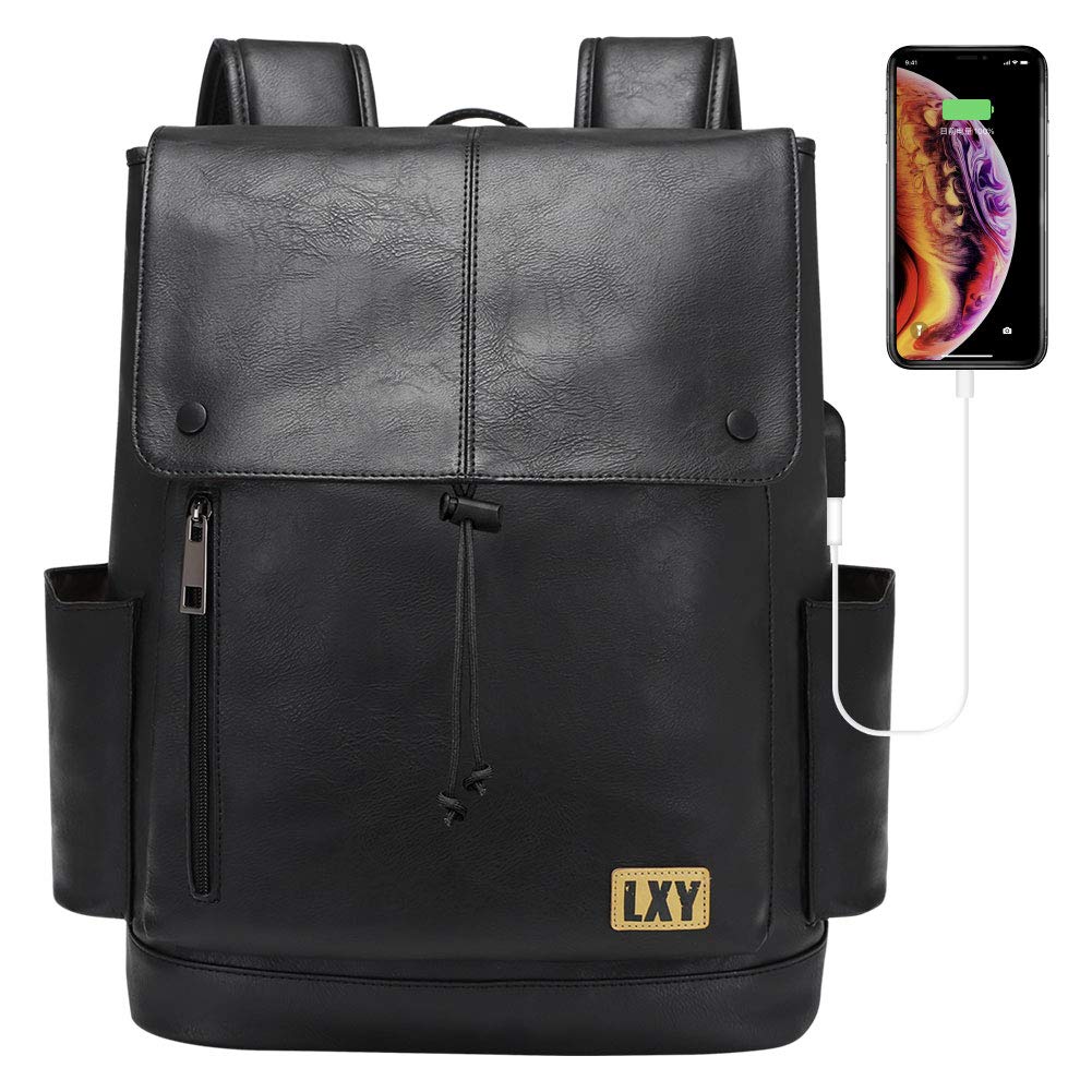 Vintage Leather Laptop Backpack for Women with USB Charging Port - Stylish Travel Computer Bag & Book Purse for Work, College & Daily Commute