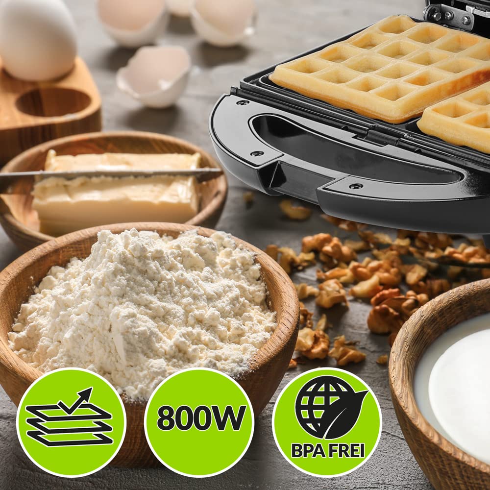 MONZANA® 3-in-1 XL Electric Contact Grill - 800W Non-Stick Surface with Safety Lock, Sandwich Maker, Waffle Iron & Panini Press - Perfect for Breakfast, BBQ Parties & Family Gatherings