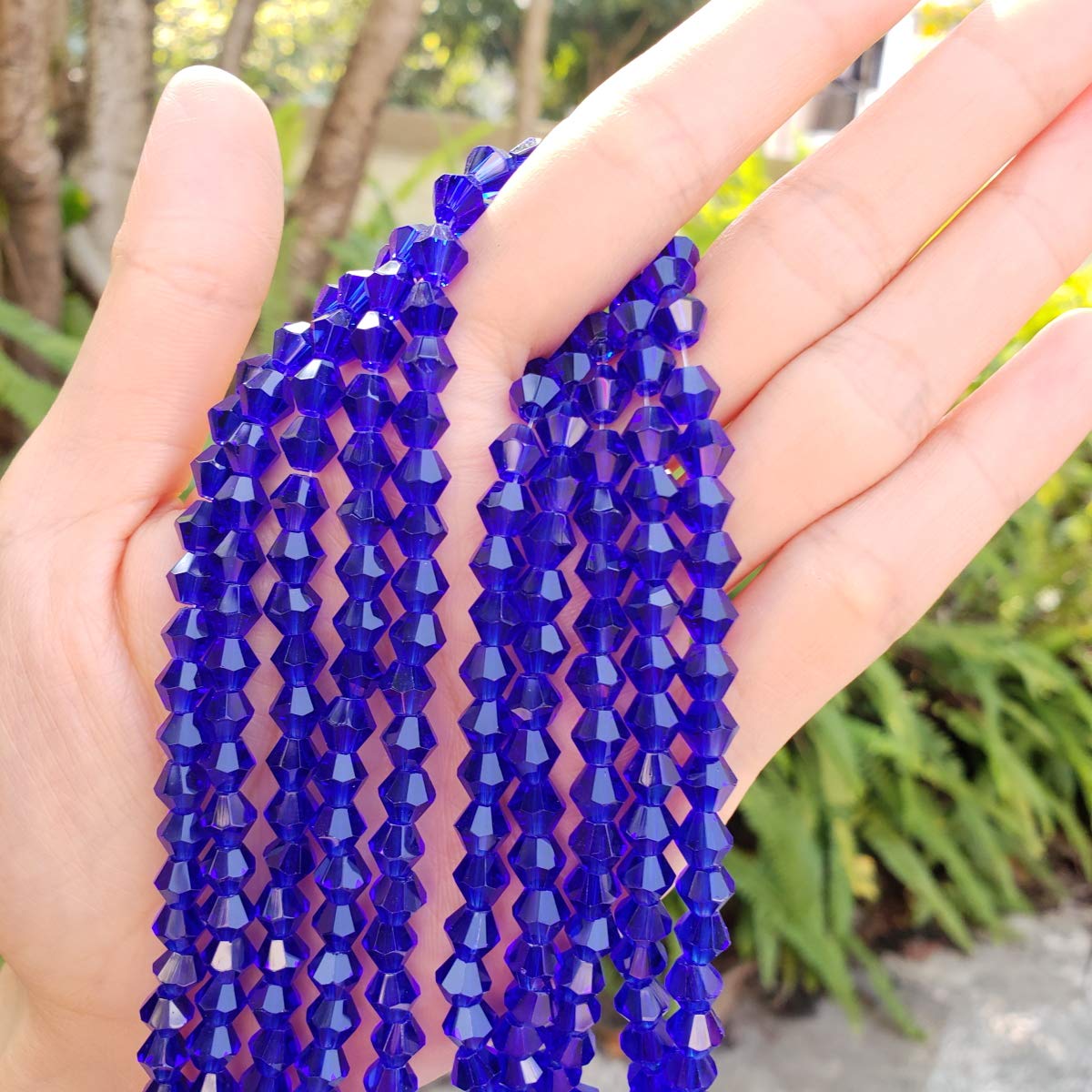 5 Strands Czech 6mm (0.24 Inch) Faceted Bicone Crystal Glass Loose Beads - 215-230pcs Bulk Cobalt Blue Spacer Beads for DIY Jewelry Making, Bracelets, Necklaces & Craft Projects - Premium Quality Glass Beads for Beading & Jewelry Design