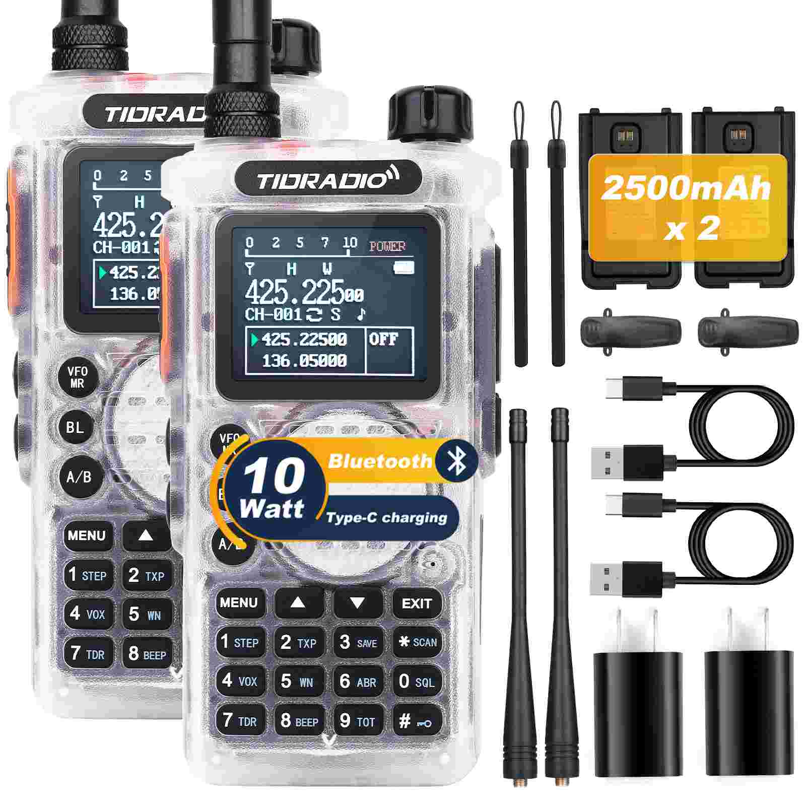 2nd Gen TD H8 Ham GMRS Bluetooth Programming Radio 2 Pack - Long Range Two-Way Communication for Outdoor Adventures, Emergency Preparedness & Group Activities