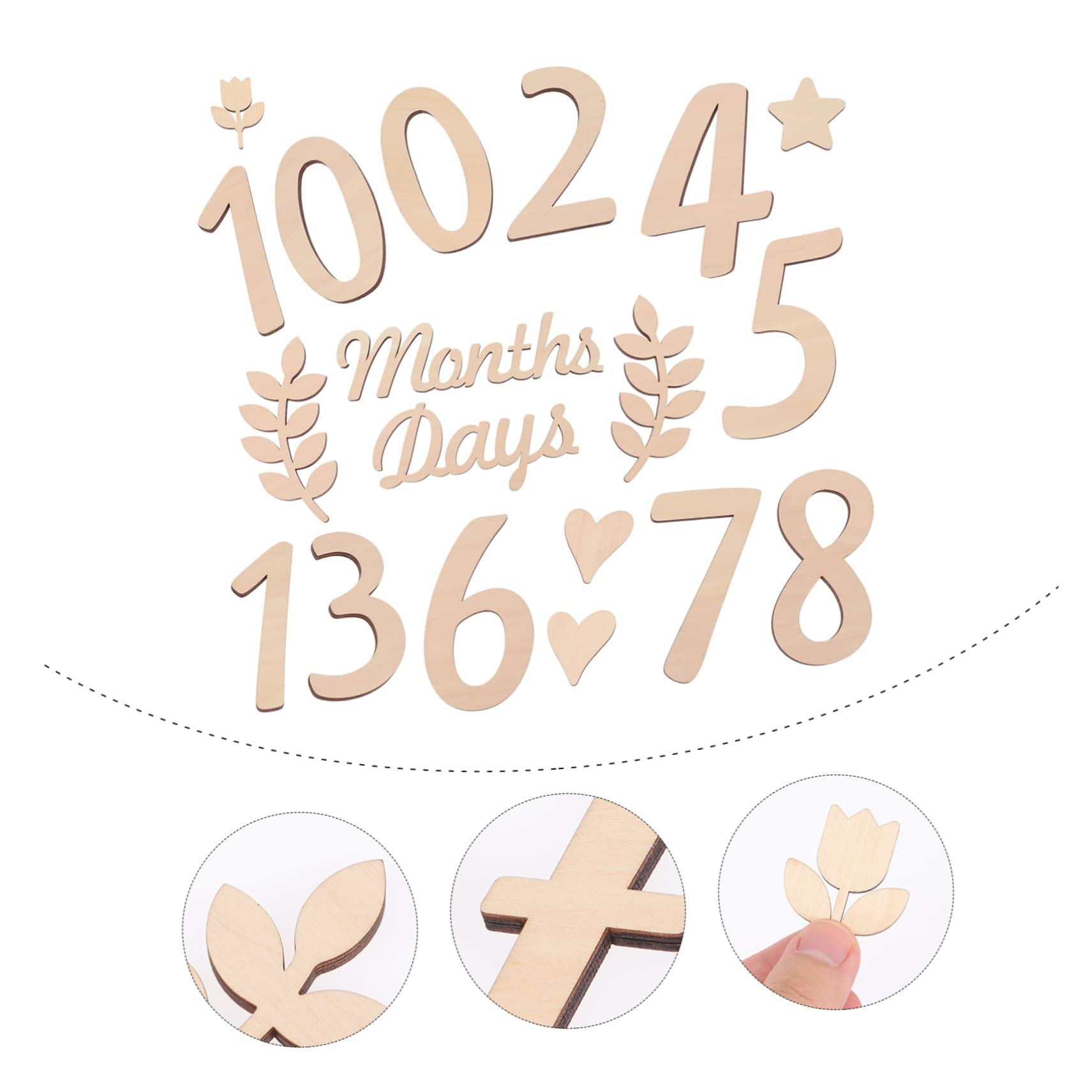 TOYANDONA 5 Sets Wooden Baby Milestone Numbers - Newborn Photo Props, Birth Announcement Sign & Monthly Growth Tracker for Baby Shower, First Birthday, and Family Bonding Moments