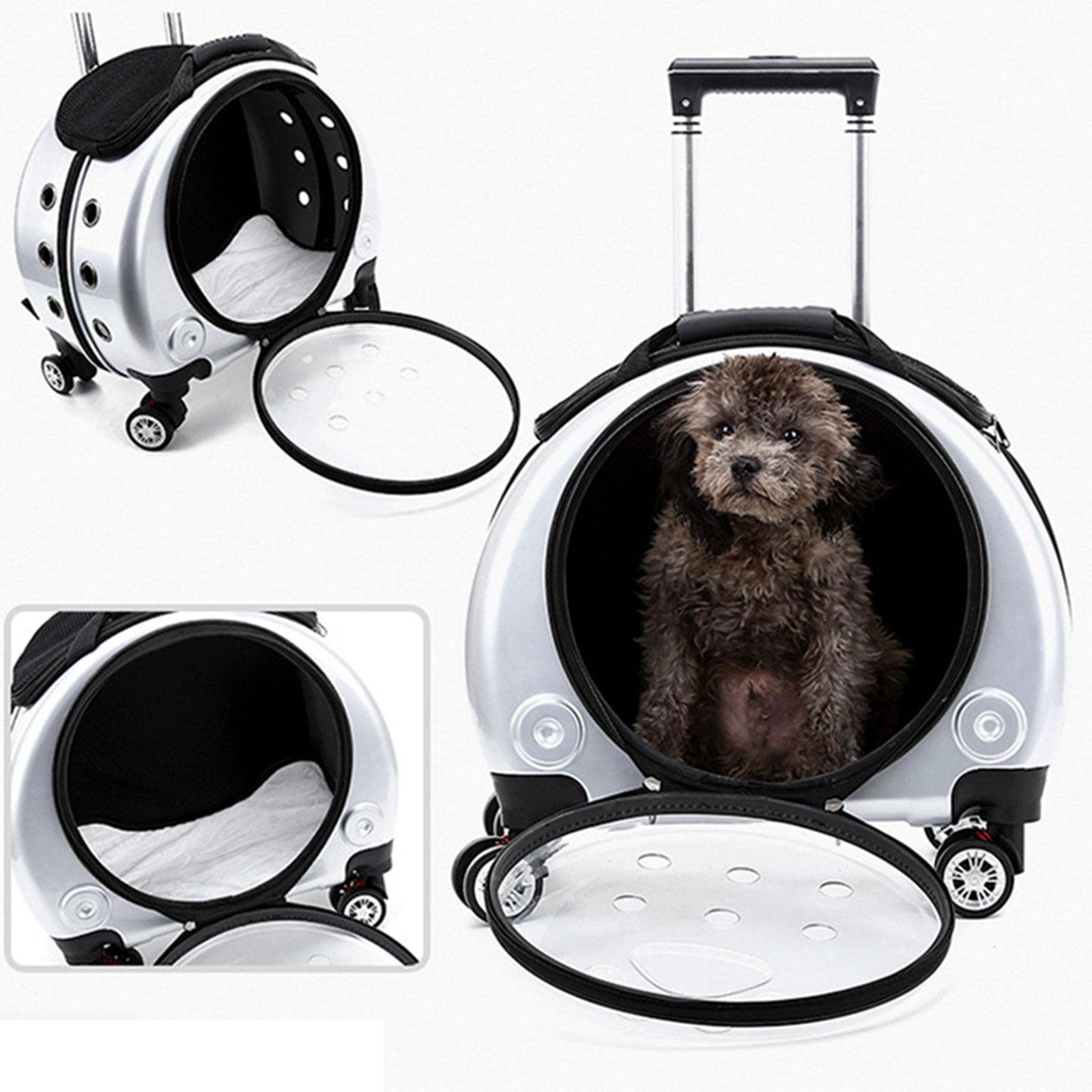 Enakshi Pink Bubble Pet Carrier Backpack & Trolley - Travel Cat Bag for Dogs & Cats | Portable Pet Supplies for Outings, Vet Visits & Airplane Travel