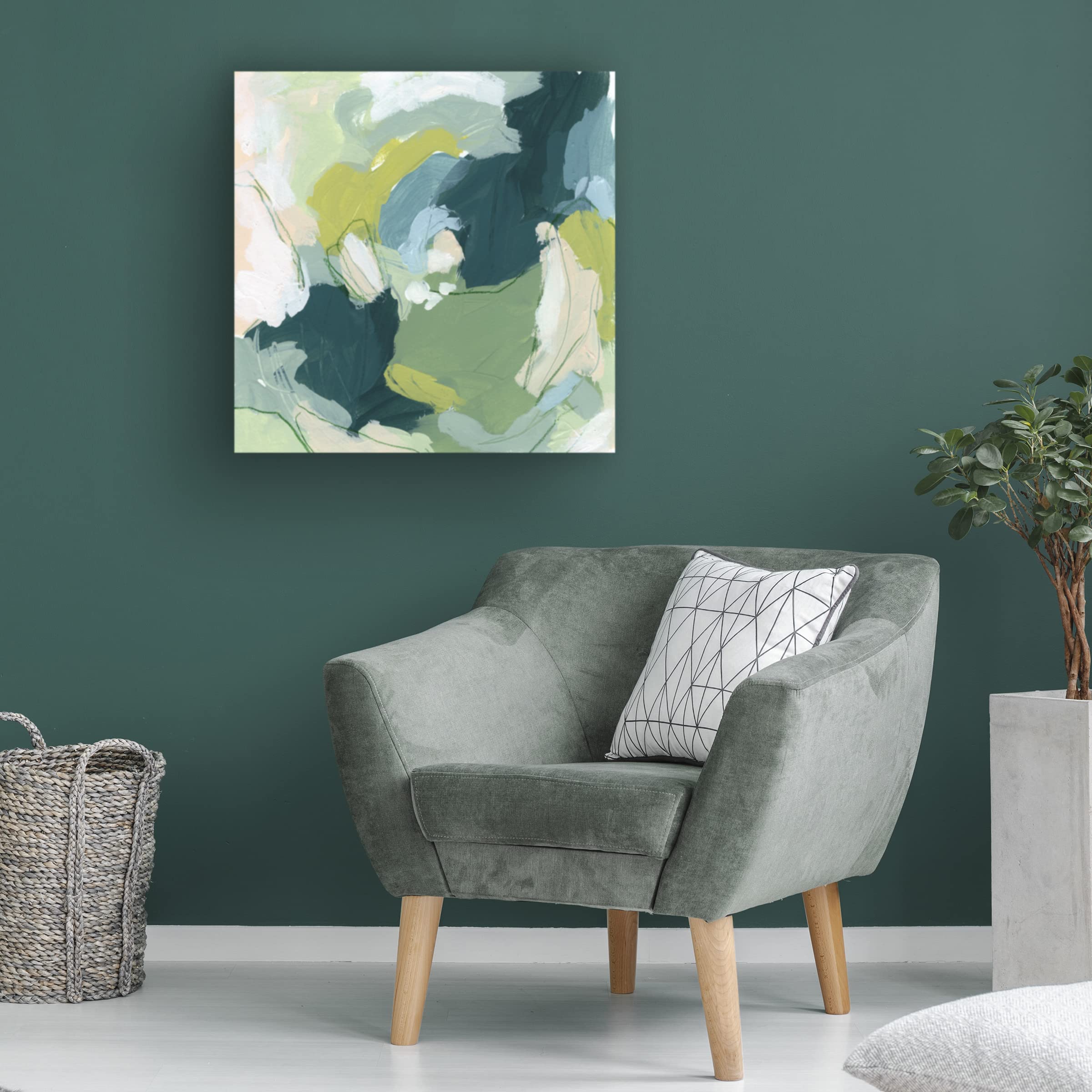 Trademark Fine Art 'Emerald Storm II' Canvas Wall Art by June Erica Vess - Modern Abstract Painting for Living Room, Bedroom & Office Decor