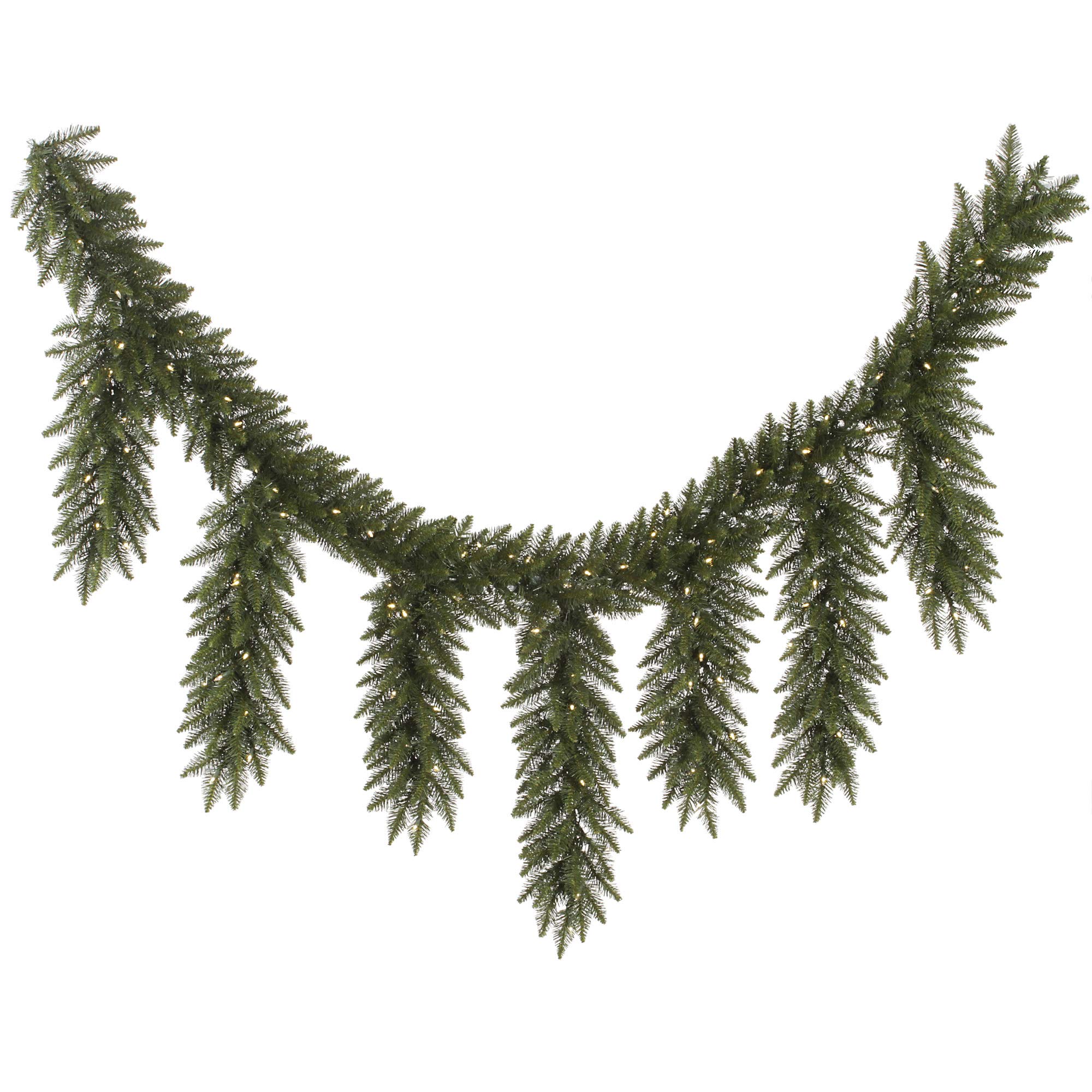 Vickerman 9ft Camdon Fir Icicle Artificial Christmas Garland with Warm White LED Mini Lights - Faux Holiday Icicle Garland for Indoor Seasonal Home Decor - Perfect for Fireplace Mantel, Staircase & Holiday Party Decoration