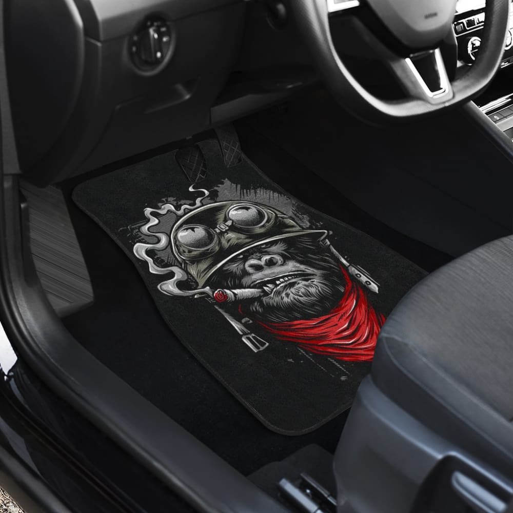 Badass Monkey Smoking Car Floor Mats 211804 - Premium Custom Car Mats for Sedans & SUVs - Perfect for Car Enthusiasts & Unique Gift Ideas