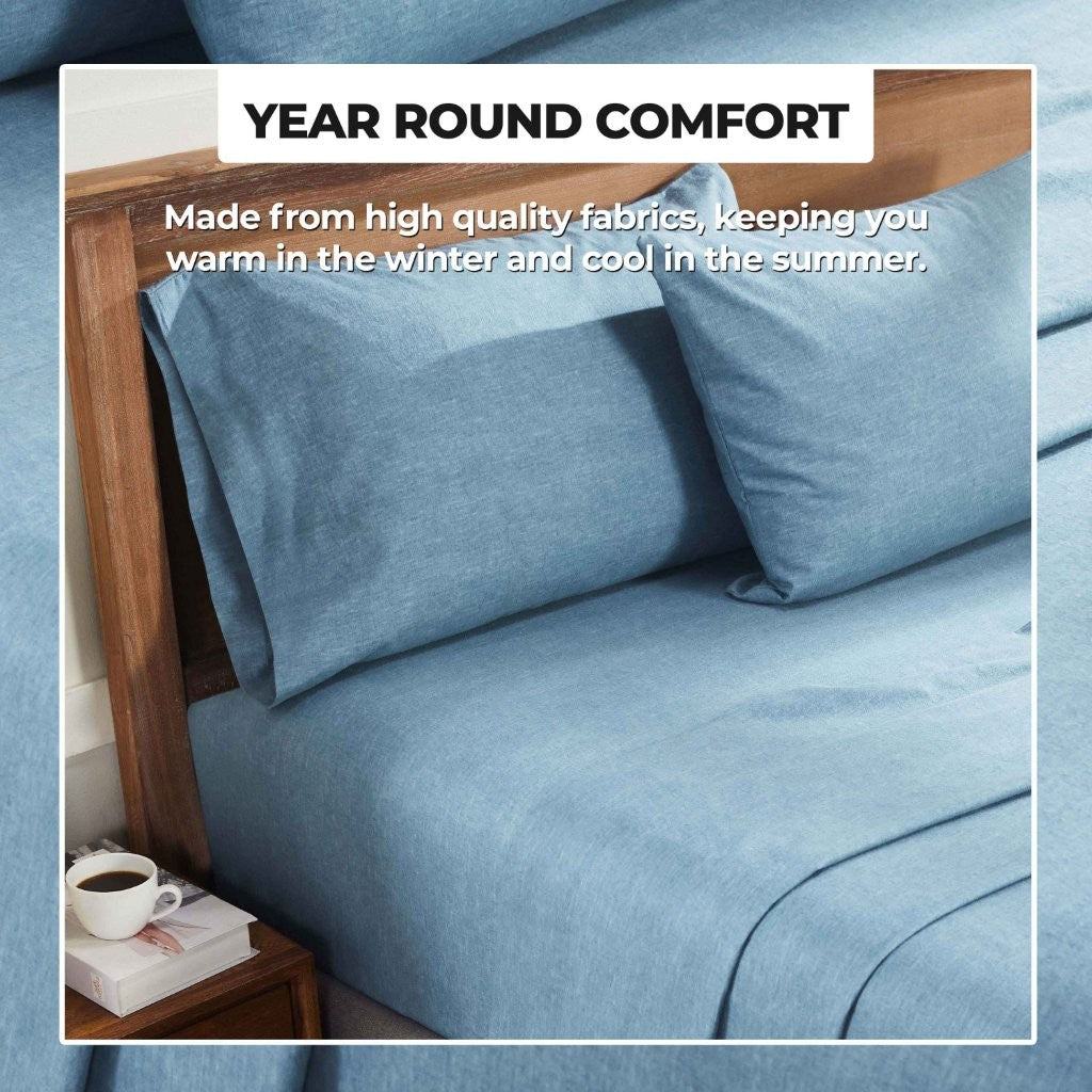 Soft & Cozy Melange Flannel Cotton Two-Toned Deep Pocket Sheet Set - Queen Size, Brushed for Warmth - Perfect for Winter Nights & Cold Weather Comfort