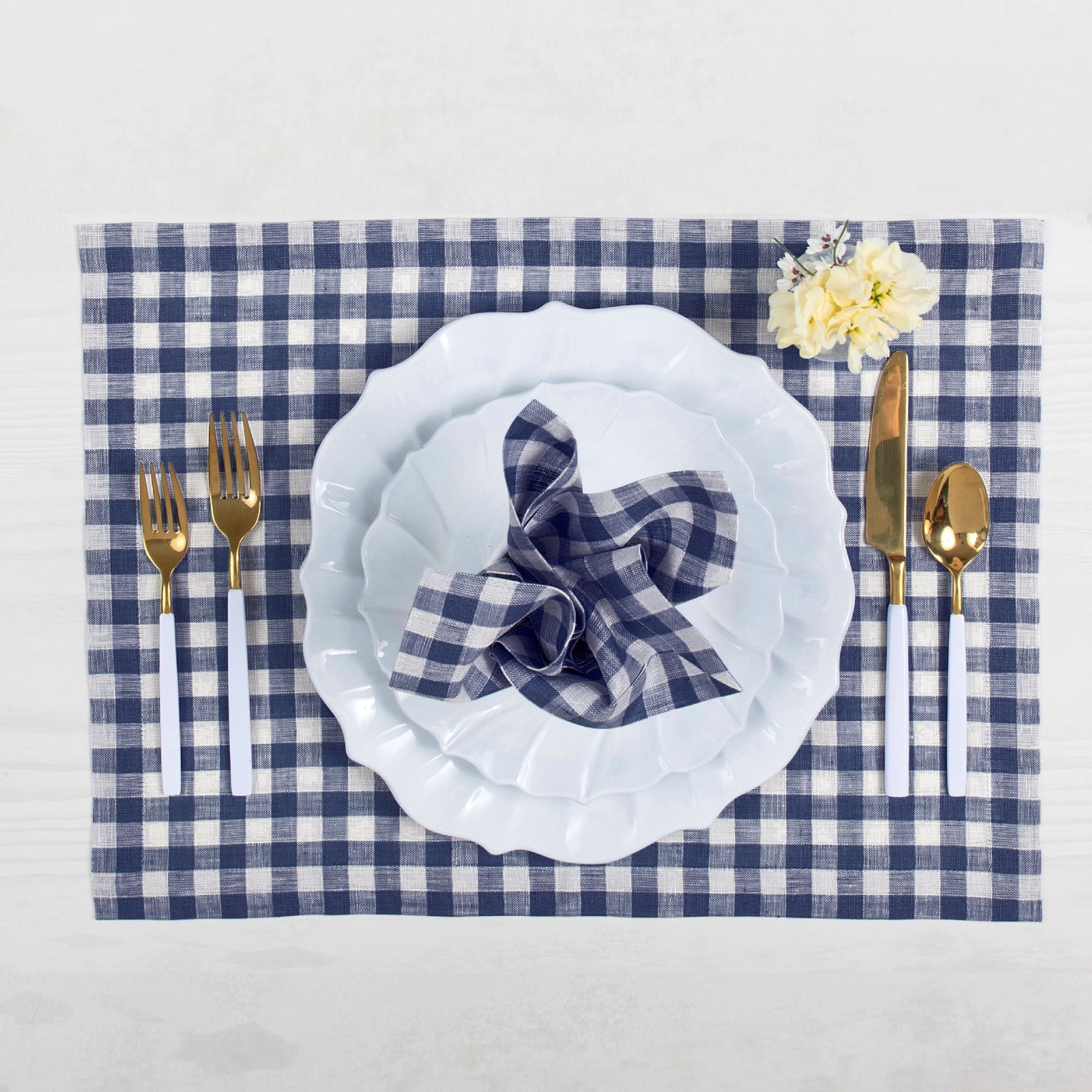 Stylish Gingham Placemats Set of 4 - Premium Cotton Table Mats for Dining & Kitchen Decor - Perfect for Parties, Picnics & Everyday Use