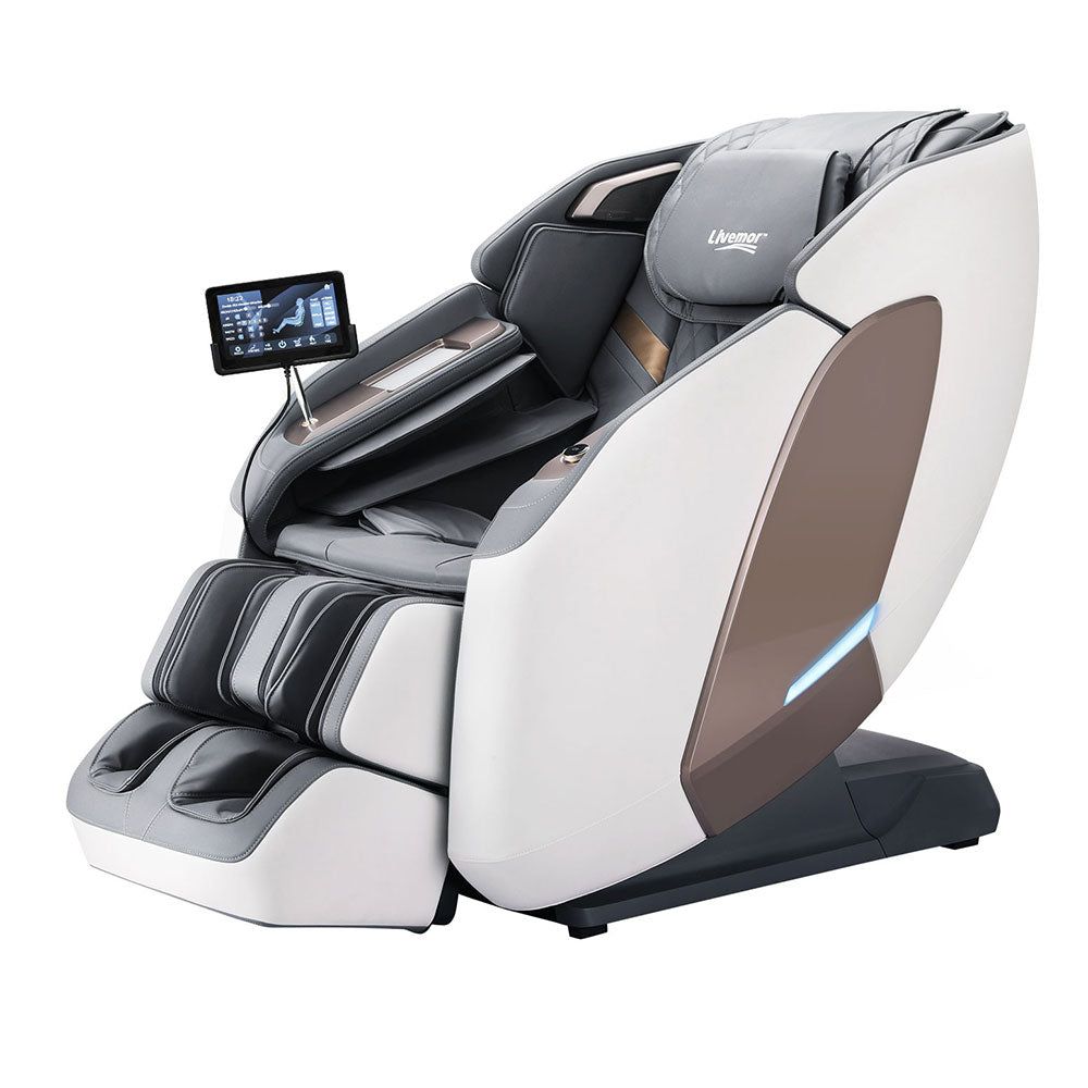 Livemor 4D Massage Chair with Double Core Mechanism - Full Body Electric Recliner in Melisa White | Perfect for Home, Office & Relaxation Therapy