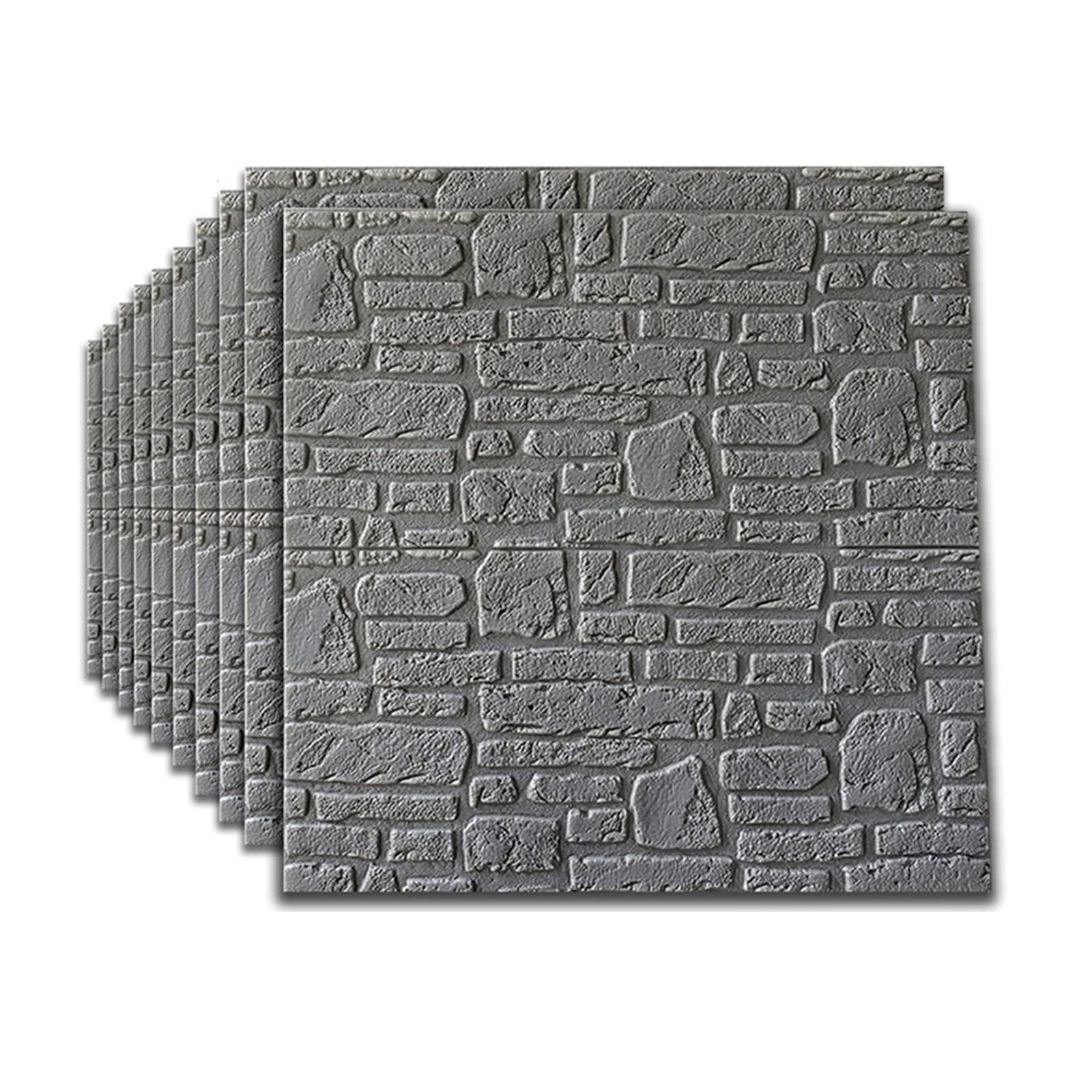 3D Foam Brick Wallpaper - Self-Adhesive 8MM Thick DIY Wall Stickers, Embossed Brick & Stone Effect Wall Panels for Living Room, Bedroom, Home Office Decor (10 Pack) - Perfect for Accent Walls, Feature Walls, and Home Renovation Projects