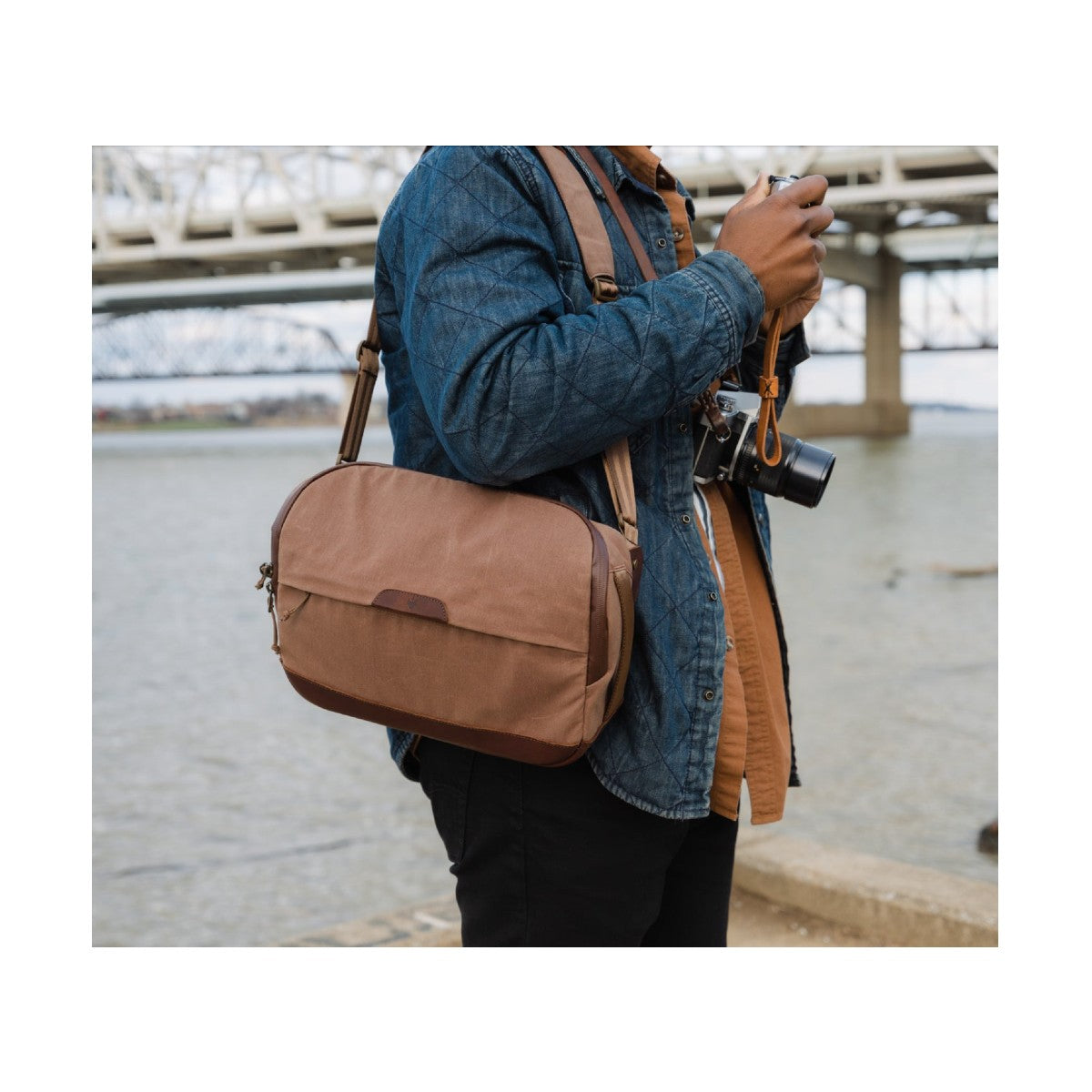 Clever Supply Camera Sling Bag Tan - Durable Crossbody Camera Bag for DSLR & Mirrorless Cameras - Perfect for Travel, Hiking & Photography Enthusiasts