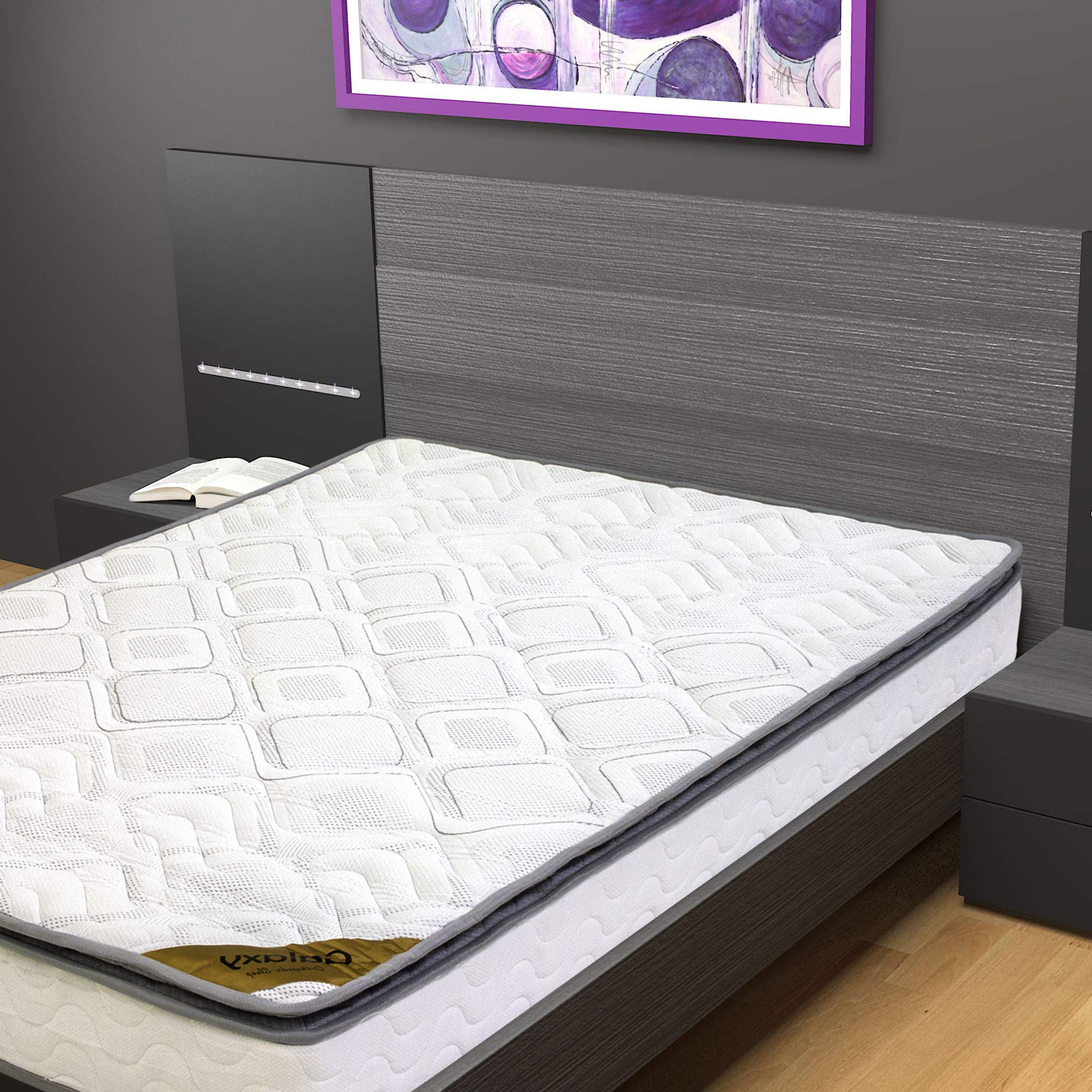 9-Inch Medium Firm Pocketed Coil Innerspring Mattress with Foam Encased Pillowtop - Full Size, Back Support, White - Perfect for Guest Rooms, Dormitories & Home Use