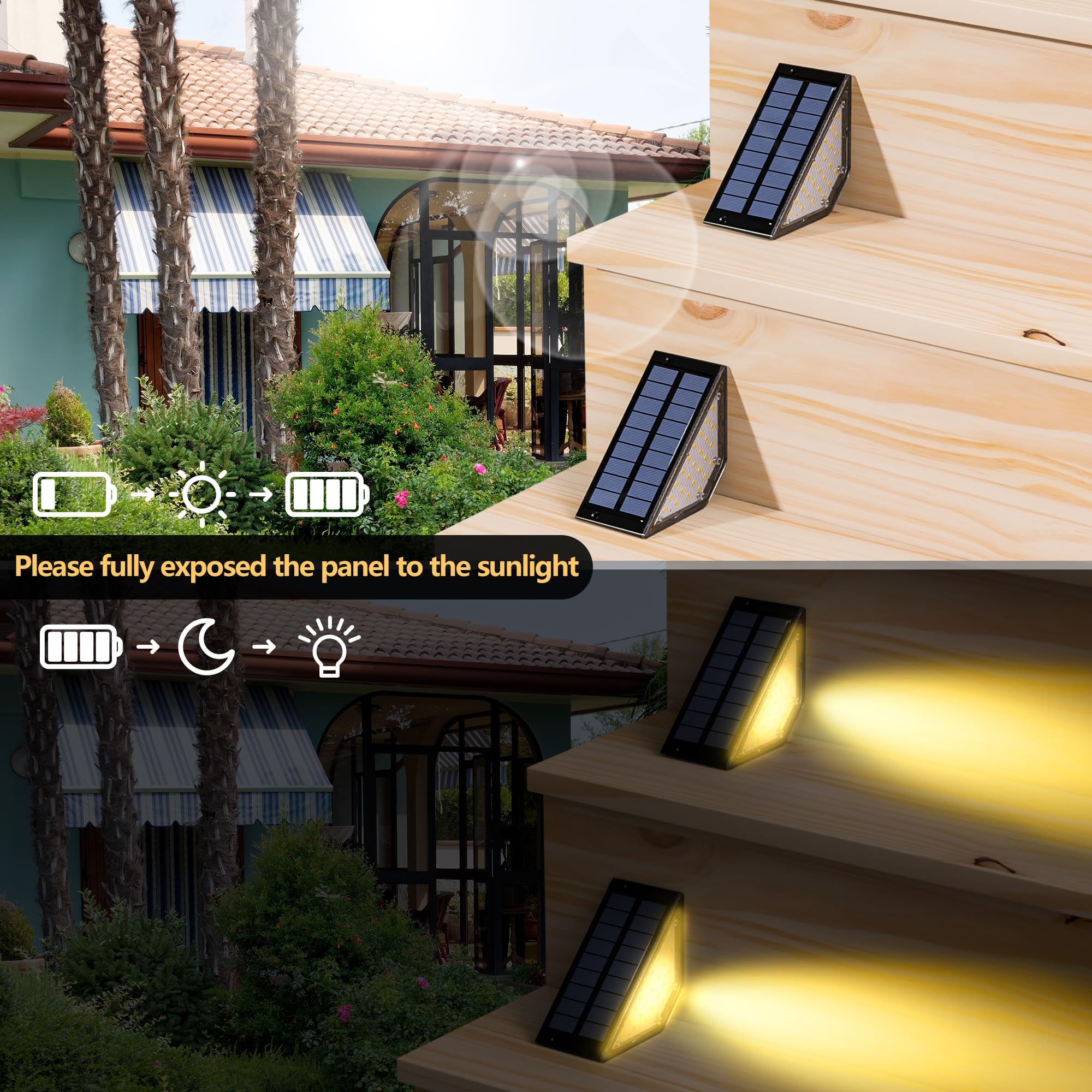 Otdair 8 Pack Solar Lights Outdoor Waterproof IP67, LED Solar Step Lights for Deck, Stairs, Fence - Perfect for Garden, Pathway, Front Yard & Backyard Lighting