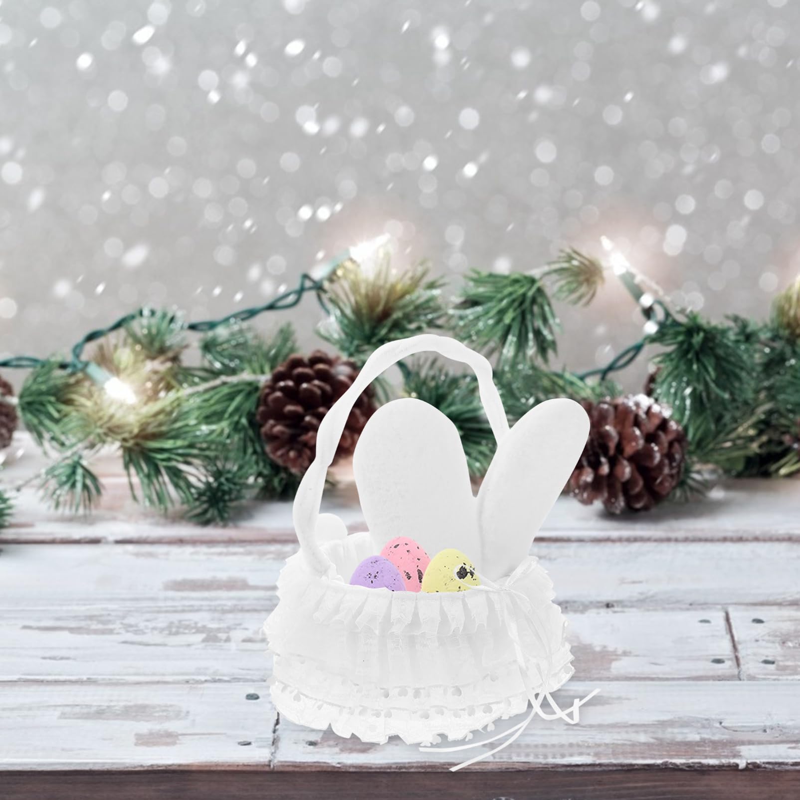 4pcs Easter Bunny Ear Baskets with Handles - Cute Pastel Storage Bins for Toys, Decor & Easter Gifts - Perfect for Kids' Room, Party Favors & Spring Home Decor