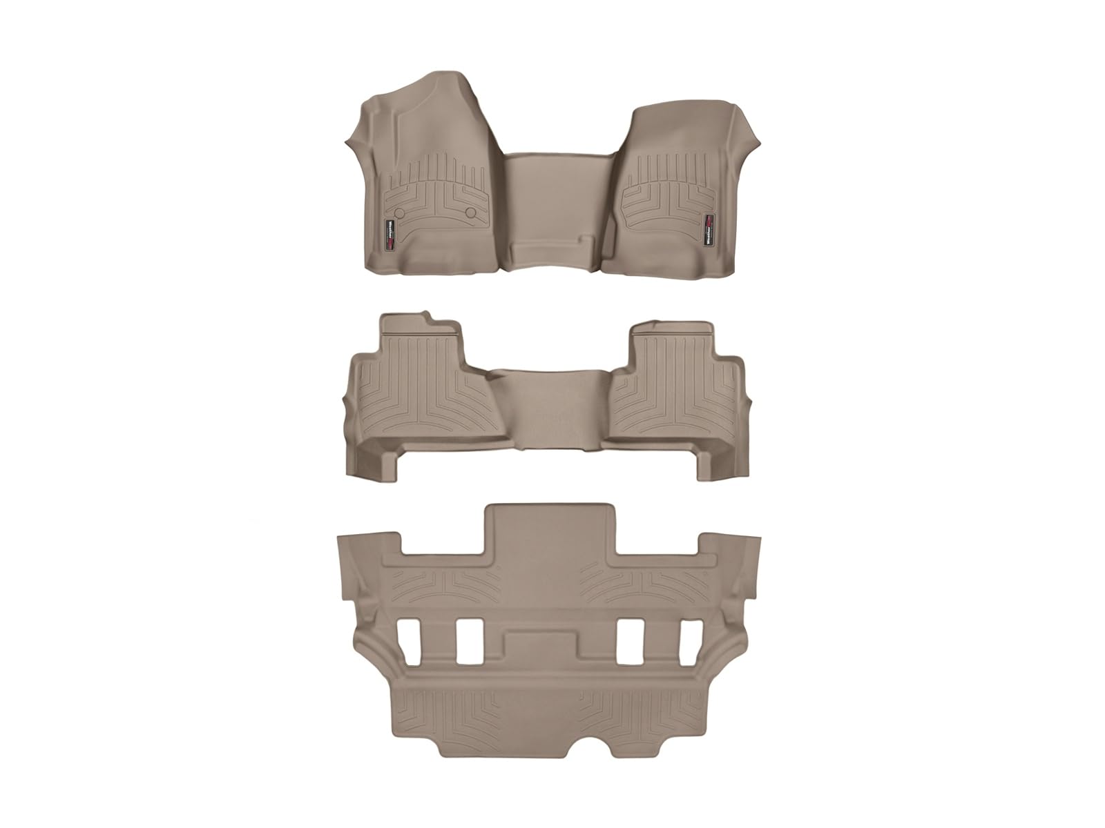 WeatherTech Custom Fit FloorLiners for GMC Yukon & Chevy Tahoe - Premium All-Weather Protection, Full Set (455431-45607-2-7), Tan - Perfect for Off-Roading, Family Trips & Everyday Commute