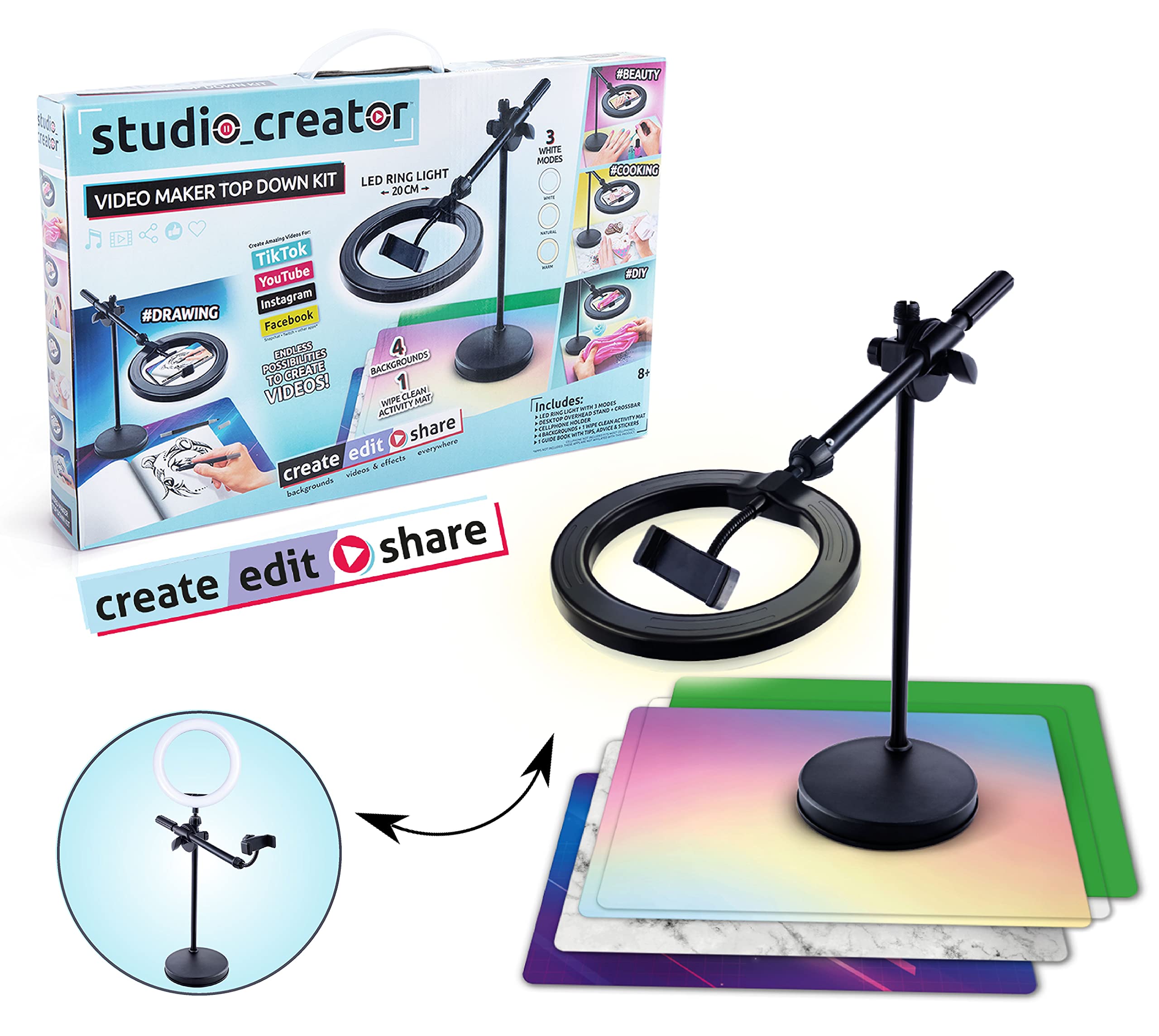 Studio Creator INF 007 Professional Top-Down Video Maker Kit - Black | Perfect for Product Photography, Unboxing Videos & Content Creation